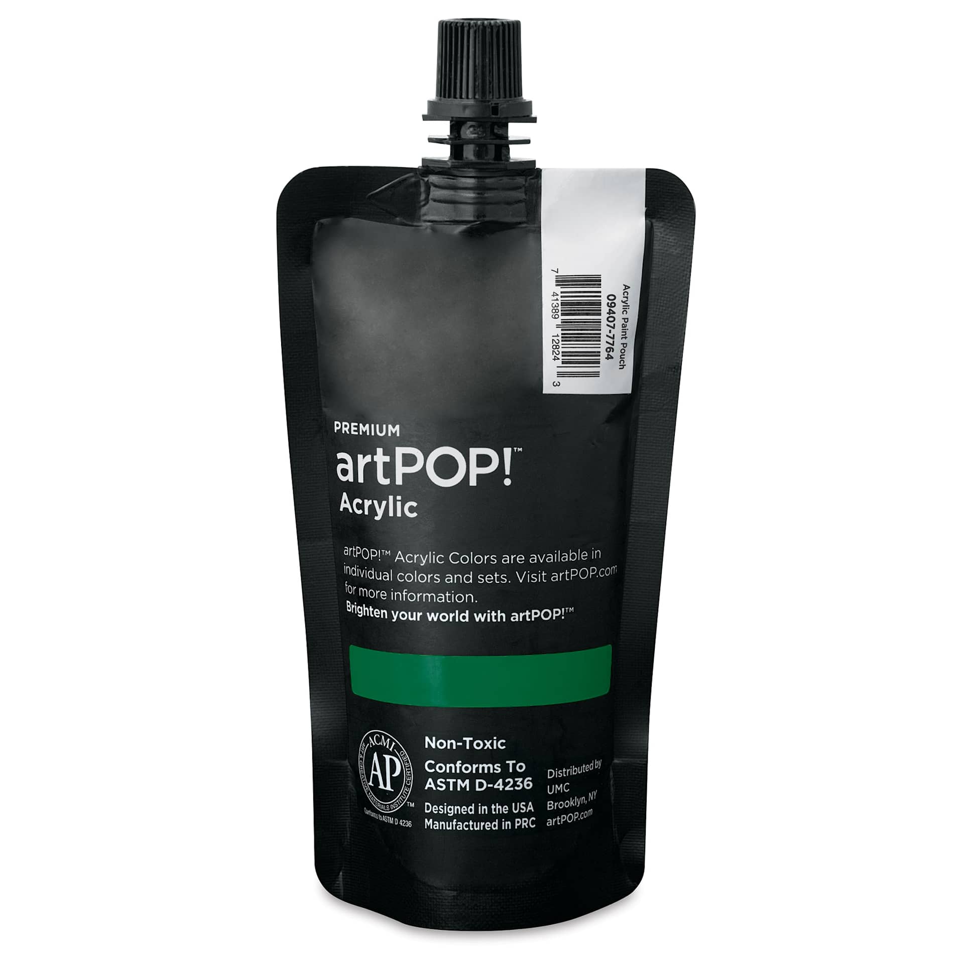 artPOP! Heavy Body Acrylic Paint - Medium Green, 120 ml Pouch (Back of pouch)