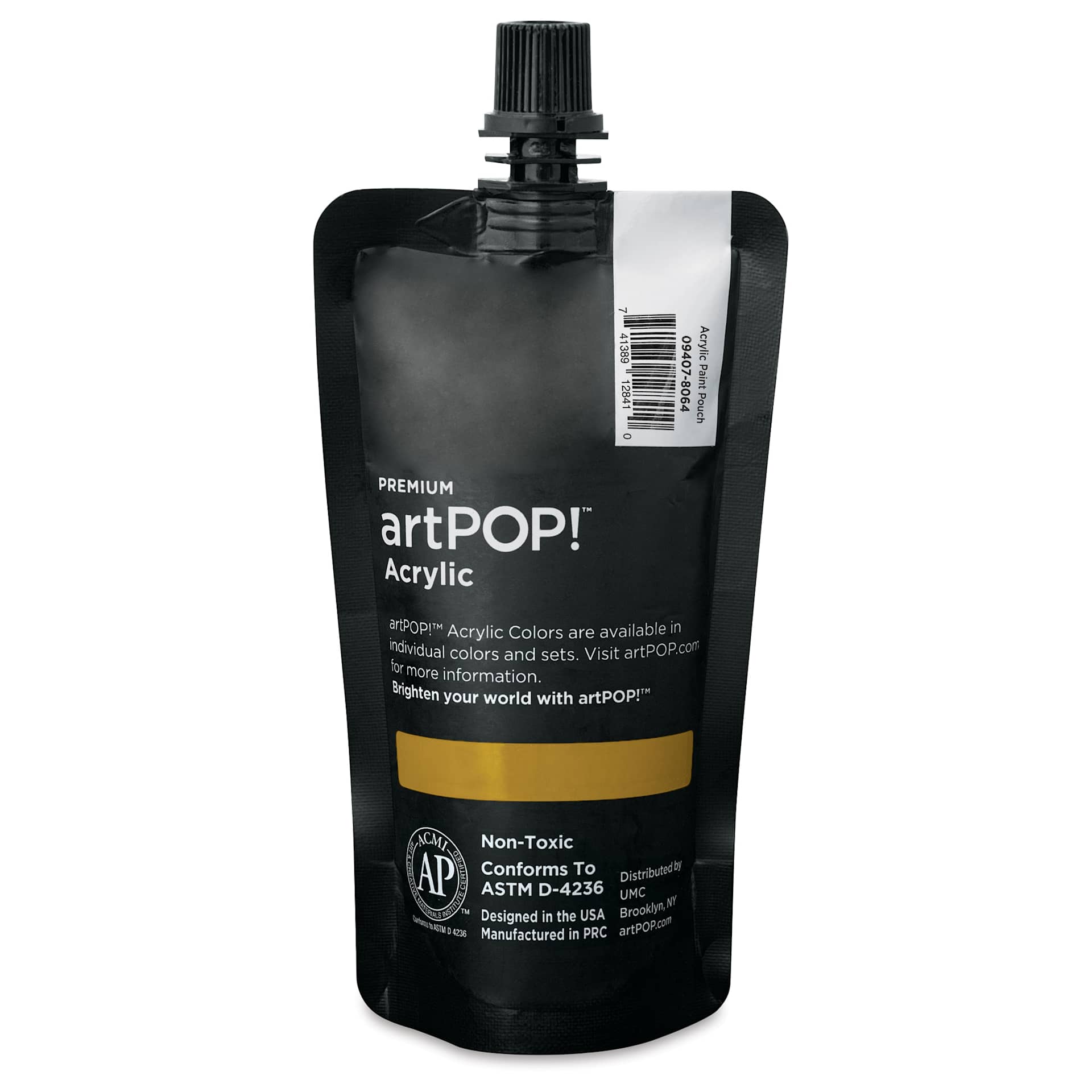 artPOP! Heavy Body Acrylic Paint - Raw Sienna, 120 ml Pouch (Back of pouch)