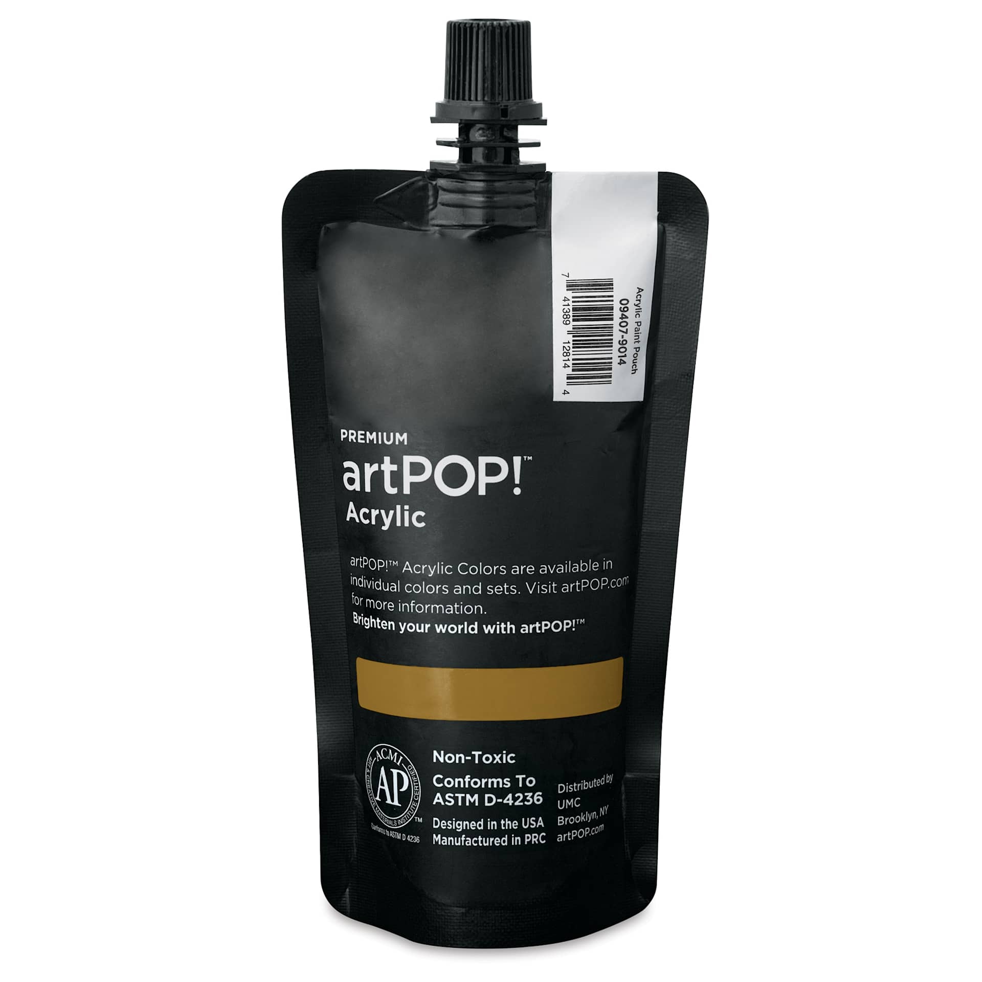 artPOP! Heavy Body Acrylic Paint - Gold, 120 ml Pouch (Back of pouch)
