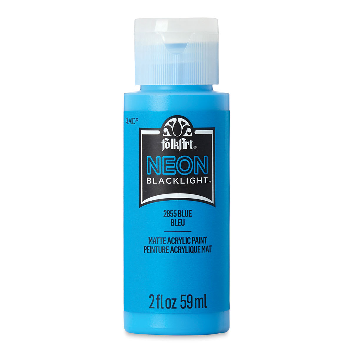 FolkArt Multi-Surface Neon Blacklight Acrylic Paint - Blue, 2 oz, Bottle (Front)