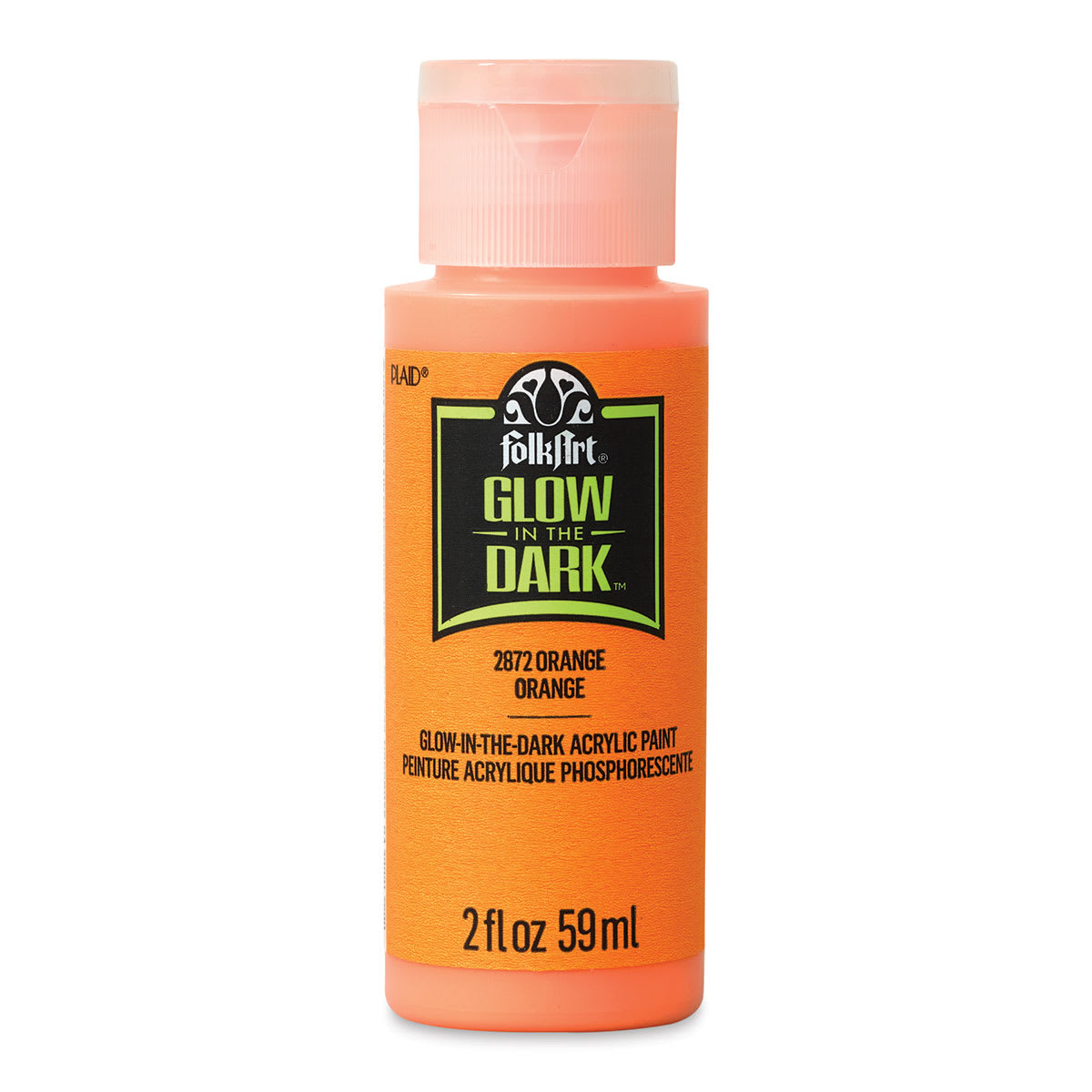 FolkArt Glow In The Dark Acrylic Paint - Orange, 2 oz, Bottle (Front)