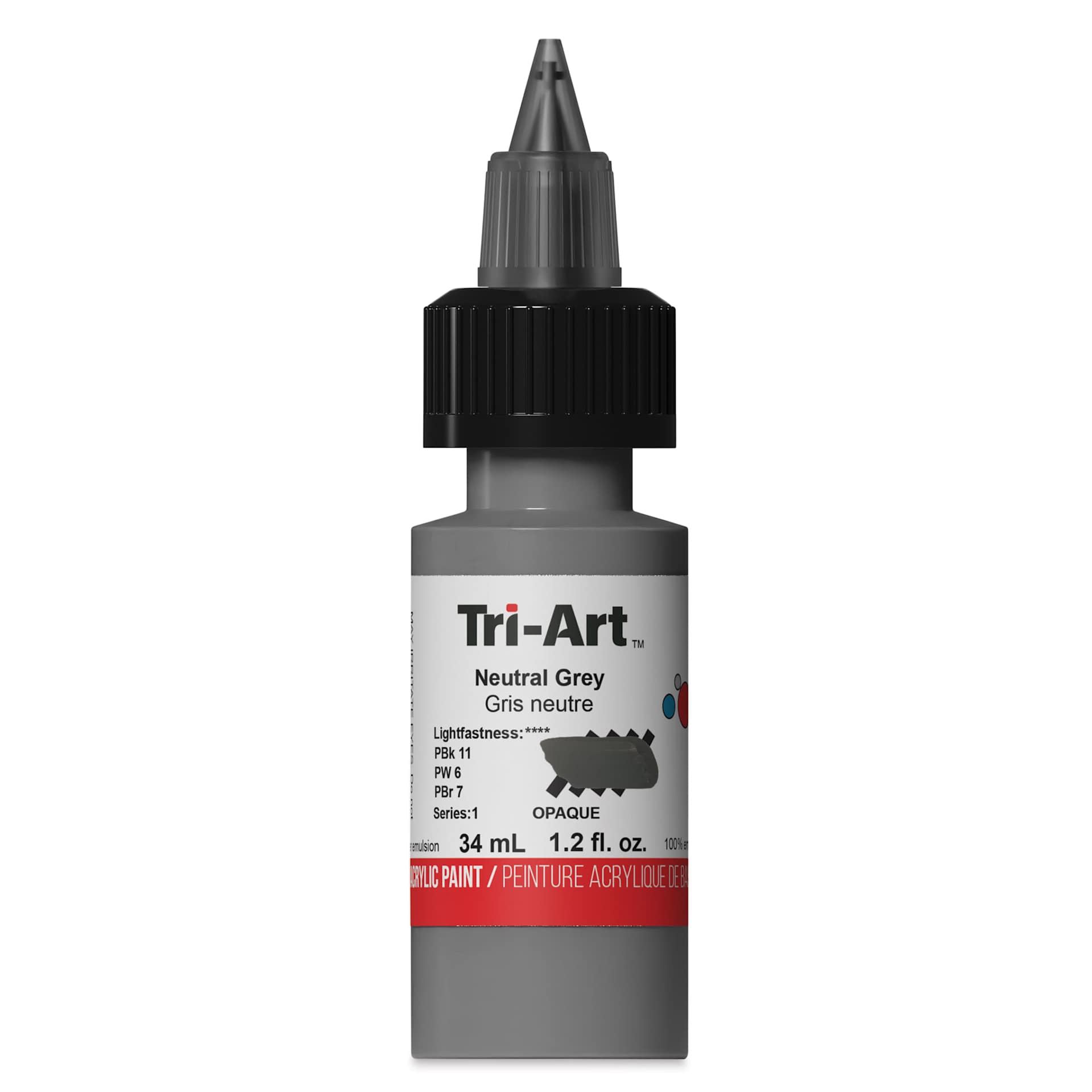 Tri-Art Low-Viscosity Artist Acrylic - Neutral Gray, 34 ml Tube