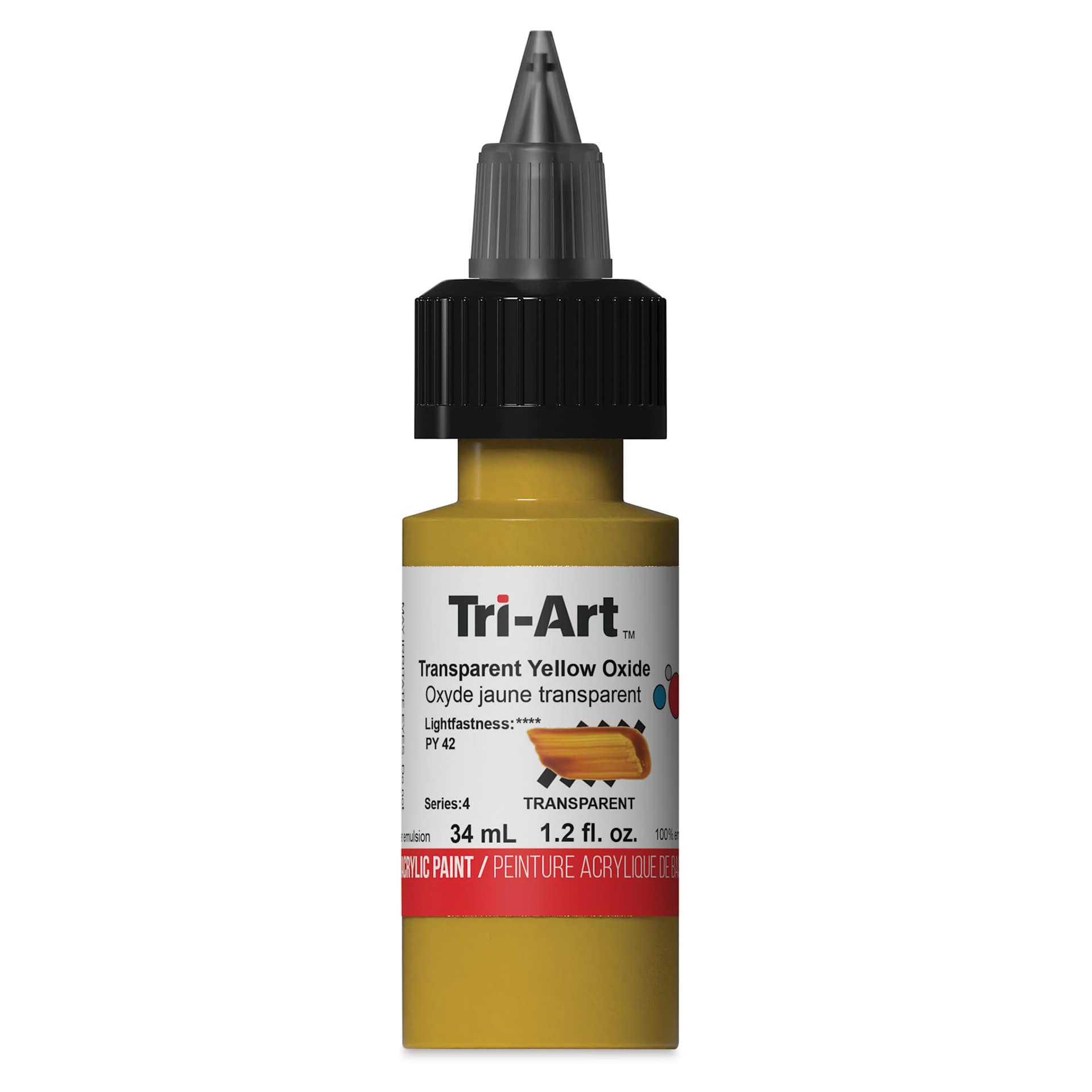 Tri-Art Low-Viscosity Artist Acrylic - Transparent Yellow Oxide, 34 ml Tube