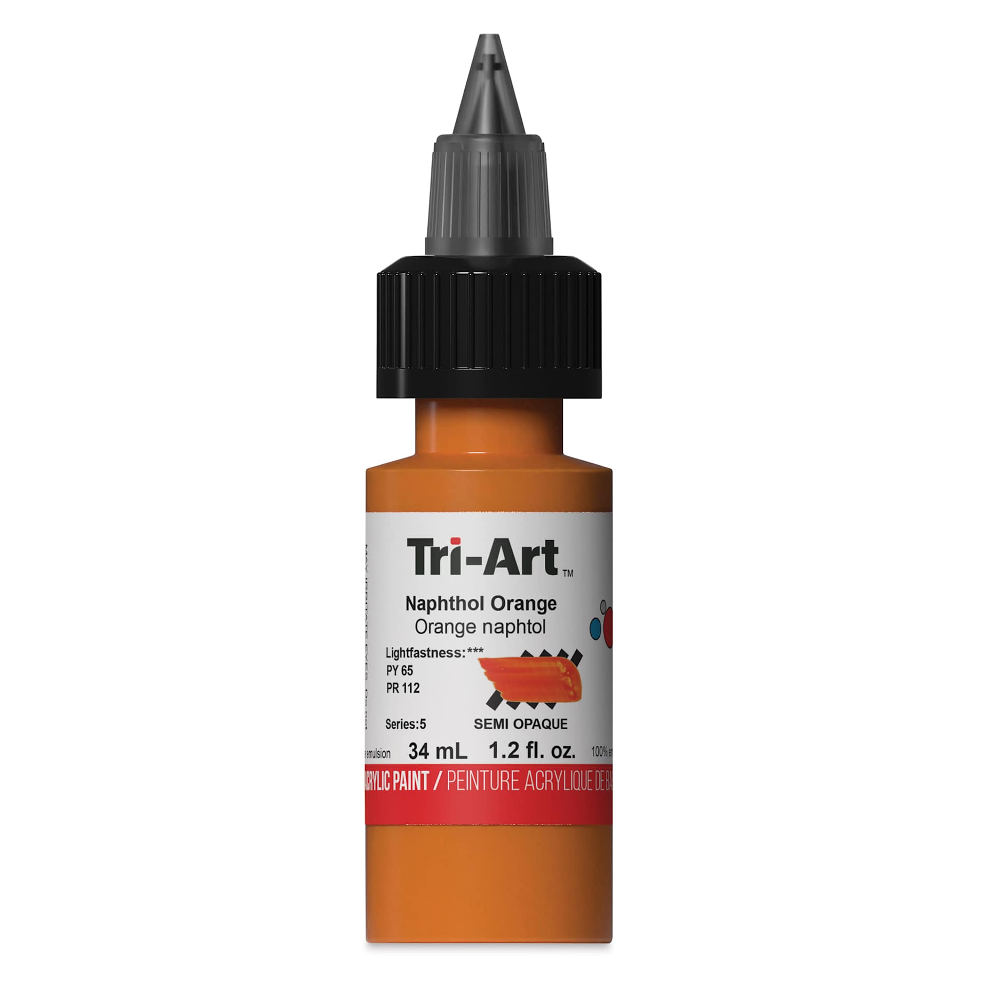 Tri-Art Low-Viscosity Artist Acrylic - Naphthol Orange, 34 ml Tube