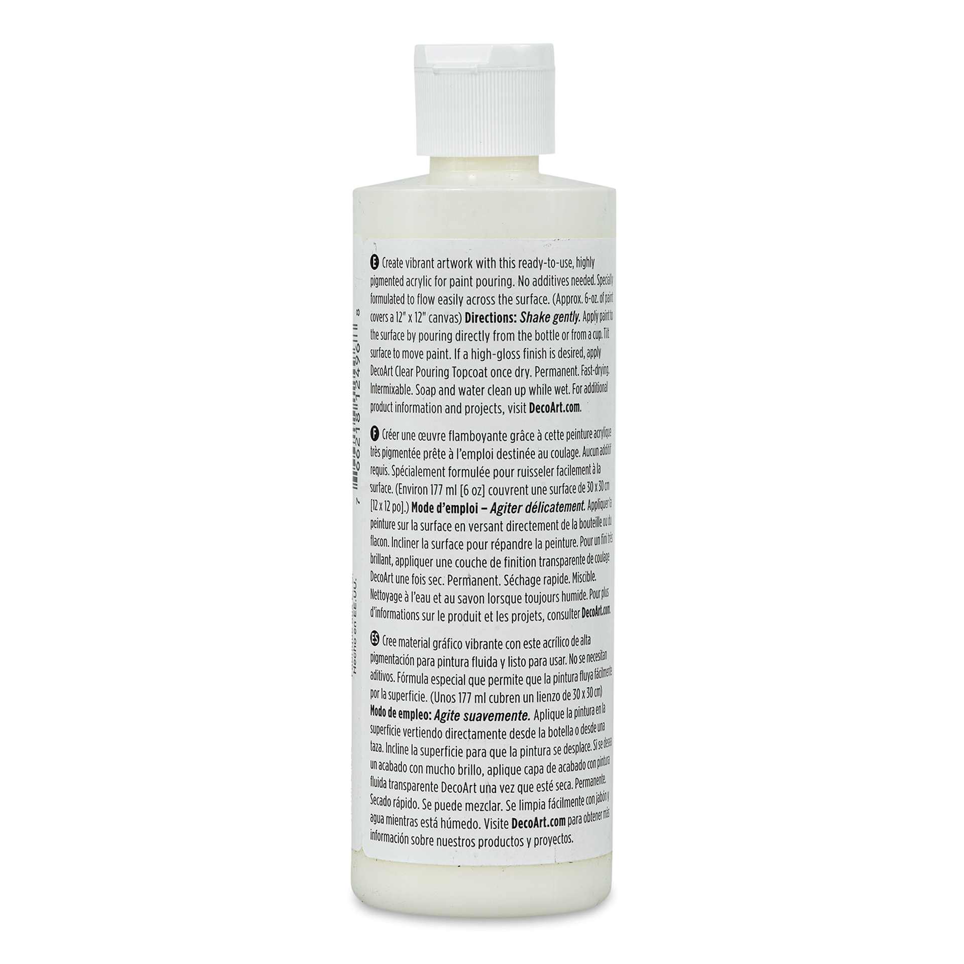 DecoArt Fluid Art Ready-To-Pour Acrylic - Ivory, 8 oz Bottle (Back)