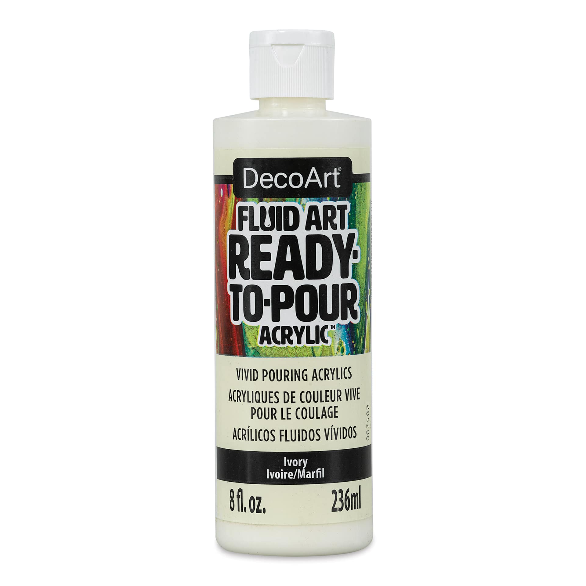 DecoArt Fluid Art Ready-To-Pour Acrylic - Ivory, 8 oz Bottle (Front)