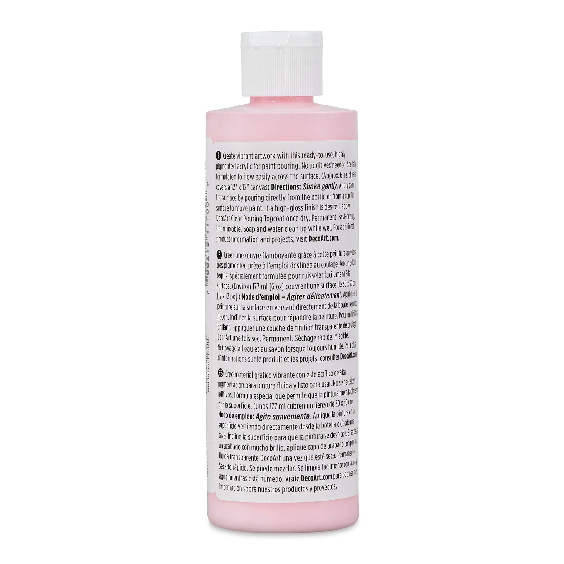 DecoArt Fluid Art Ready-To-Pour Acrylic - Pink, 8 oz Bottle (Back)