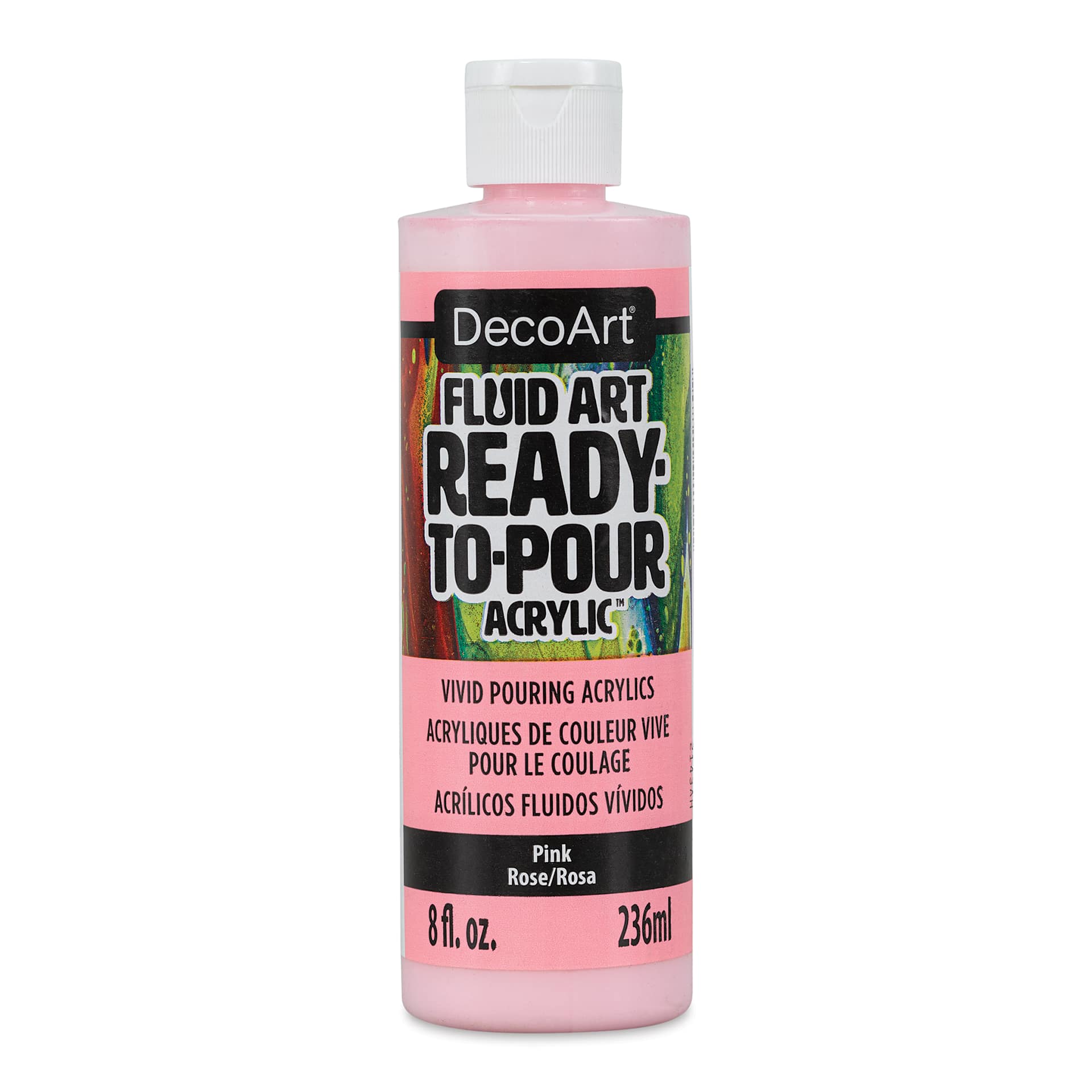 DecoArt Fluid Art Ready-To-Pour Acrylic - Pink, 8 oz Bottle (Front)