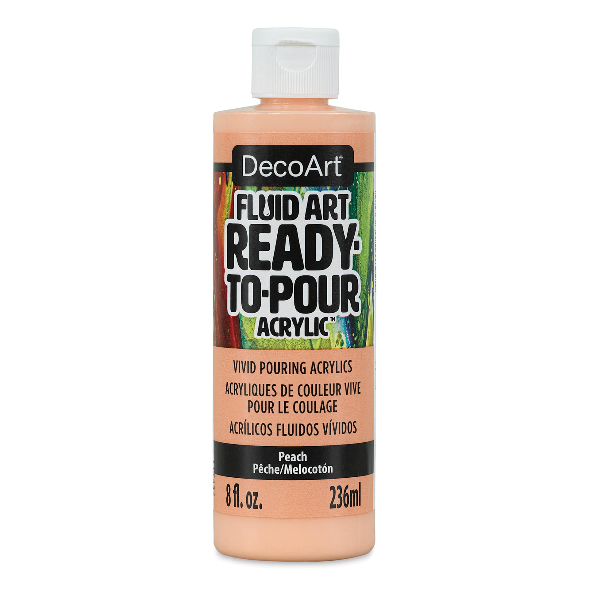 DecoArt Fluid Art Ready-To-Pour Acrylic - Peach, 8 oz Bottle (Front)