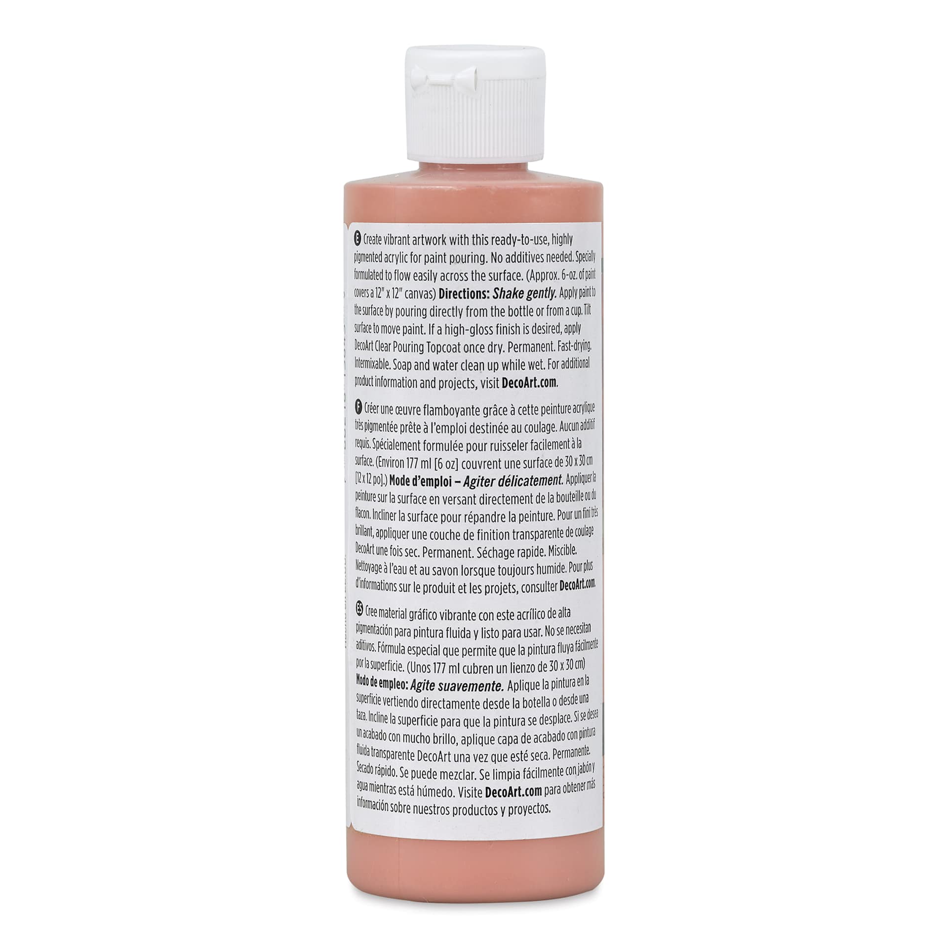 DecoArt Fluid Art Ready-To-Pour Acrylic - Smokey Pink, 8 oz Bottle (Back)