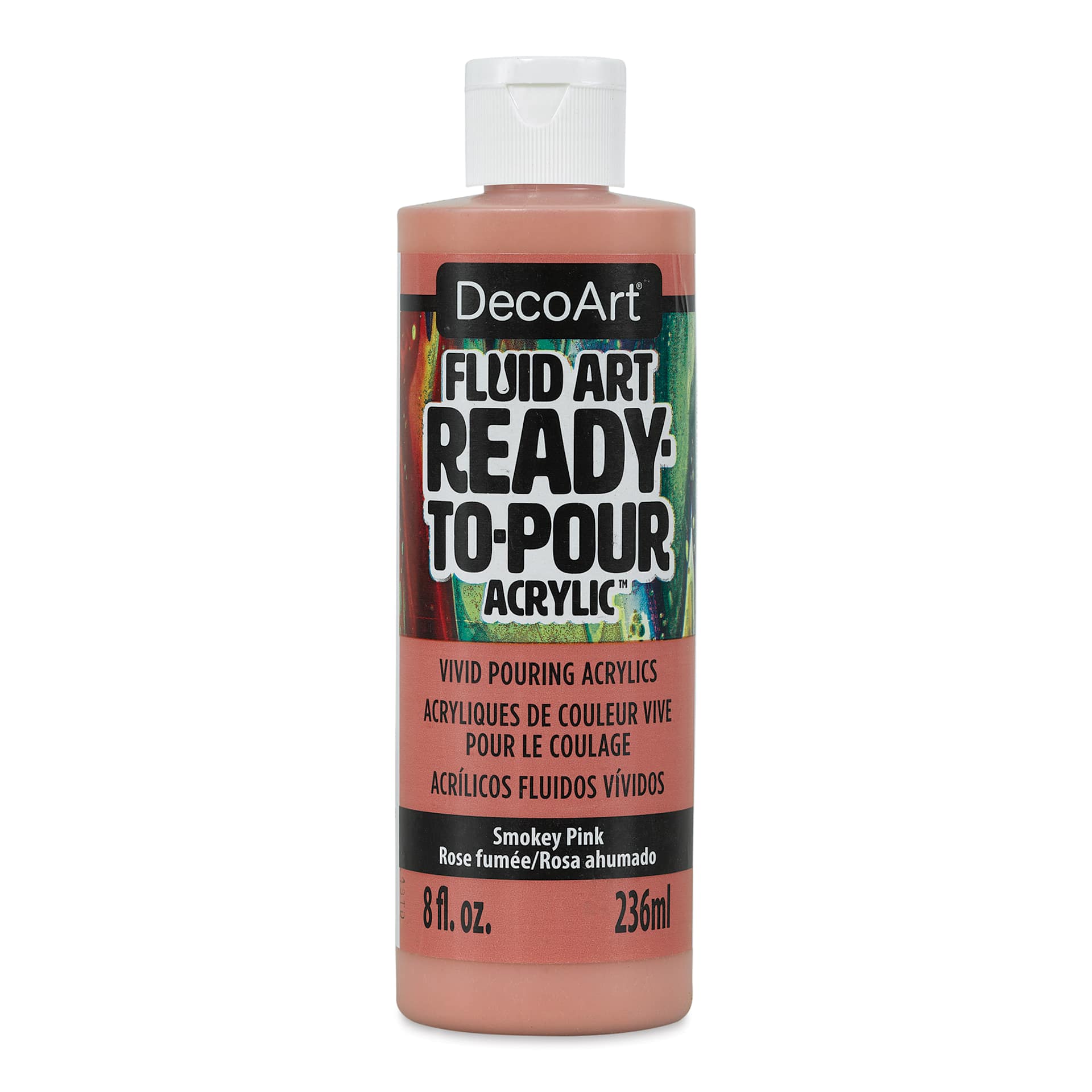DecoArt Fluid Art Ready-To-Pour Acrylic - Smokey Pink, 8 oz Bottle (Front)