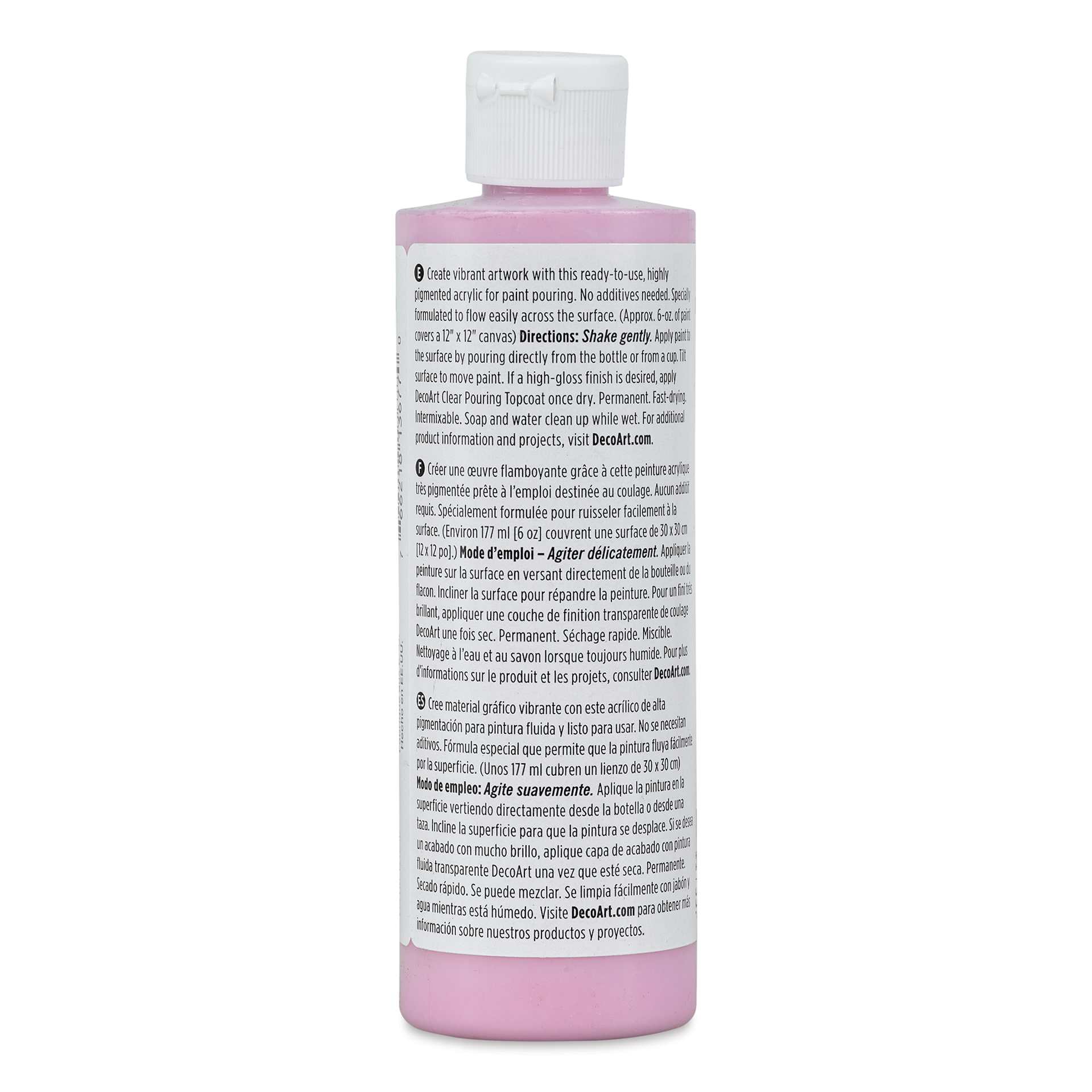 DecoArt Fluid Art Ready-To-Pour Acrylic - Orchid, 8 oz Bottle (Back)