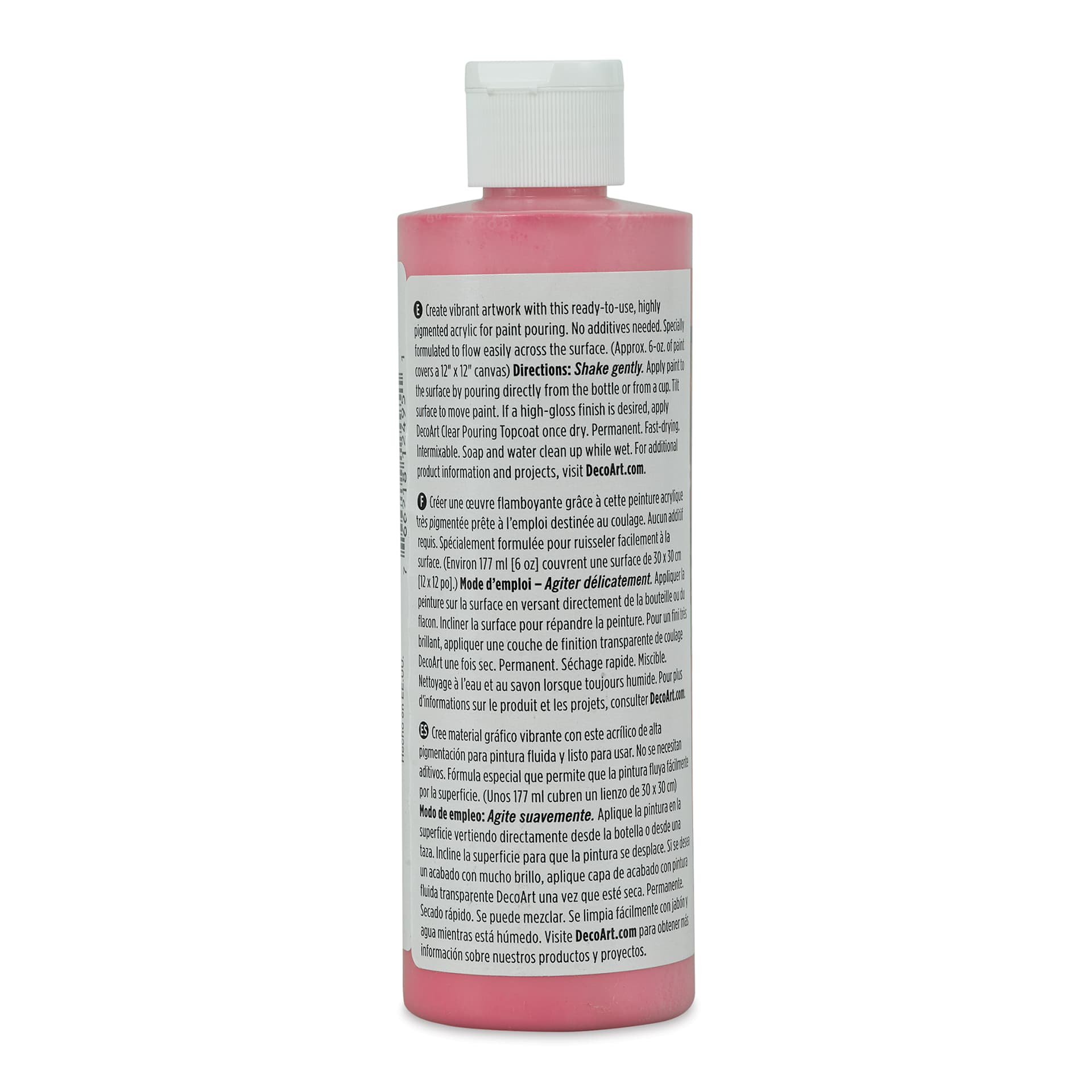 DecoArt Fluid Art Ready-To-Pour Acrylic - Fuschia, 8 oz Bottle (Back)