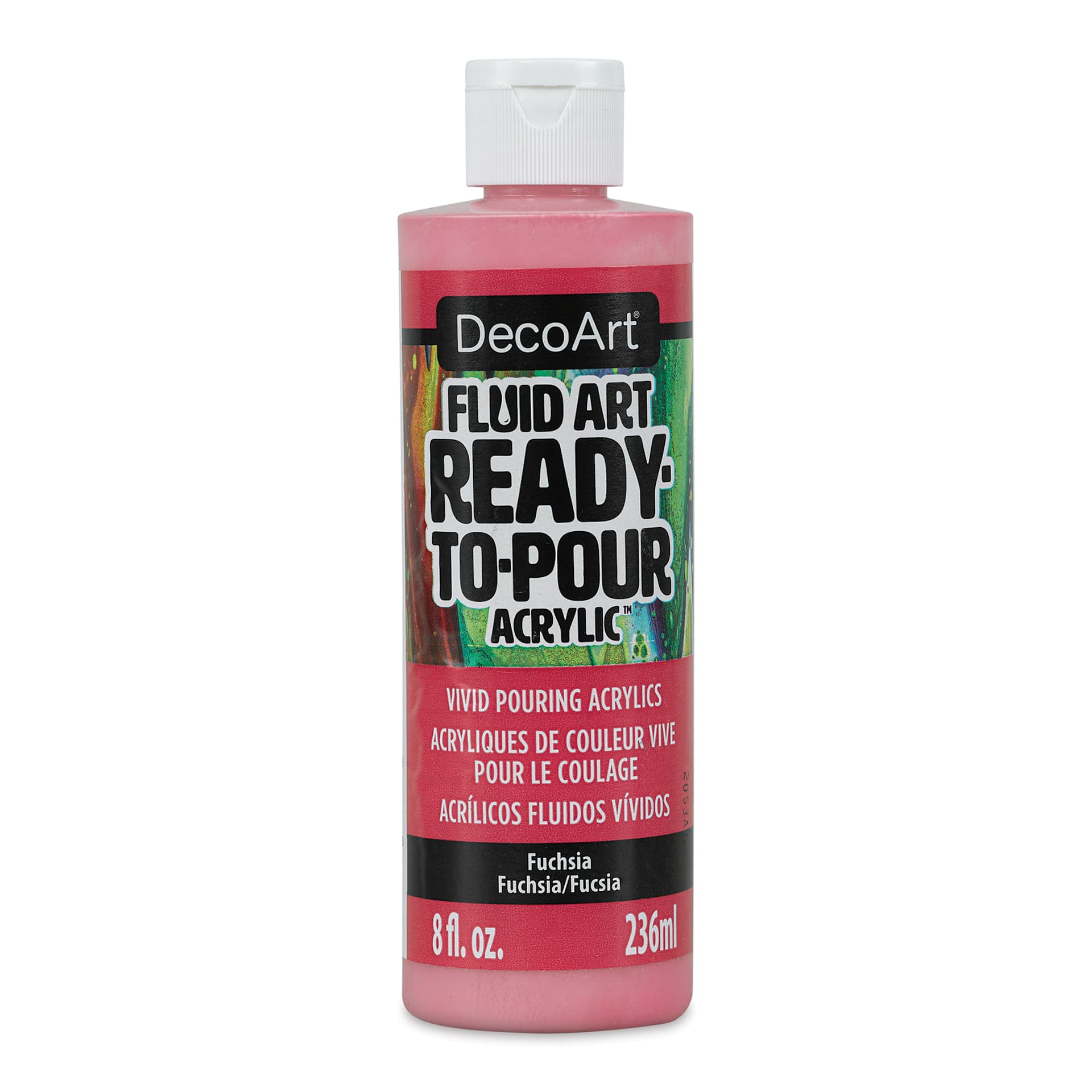 DecoArt Fluid Art Ready-To-Pour Acrylic - Fuschia, 8 oz Bottle (Front)