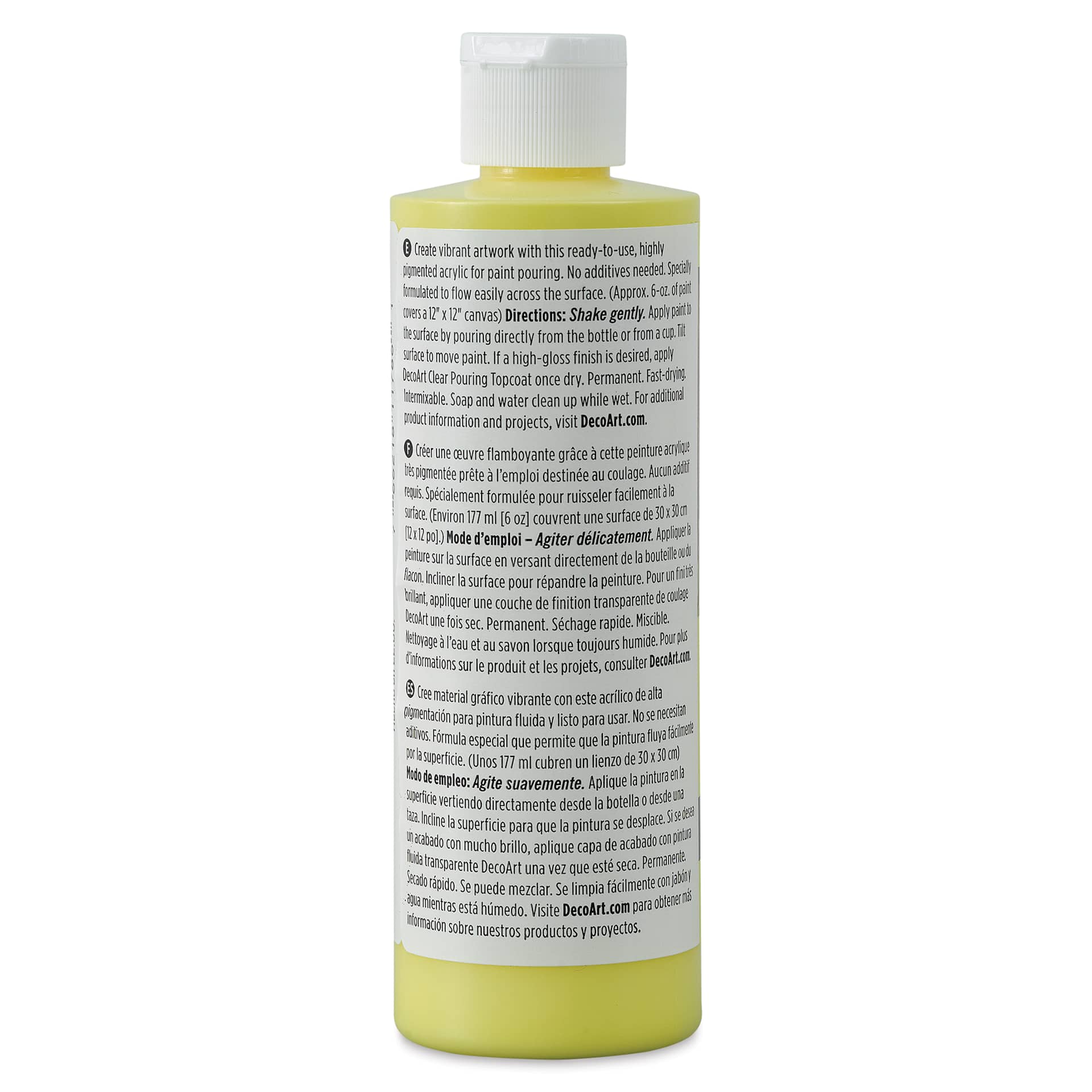 DecoArt Fluid Art Ready-To-Pour Acrylic - Bright Yellow, 8 oz Bottle