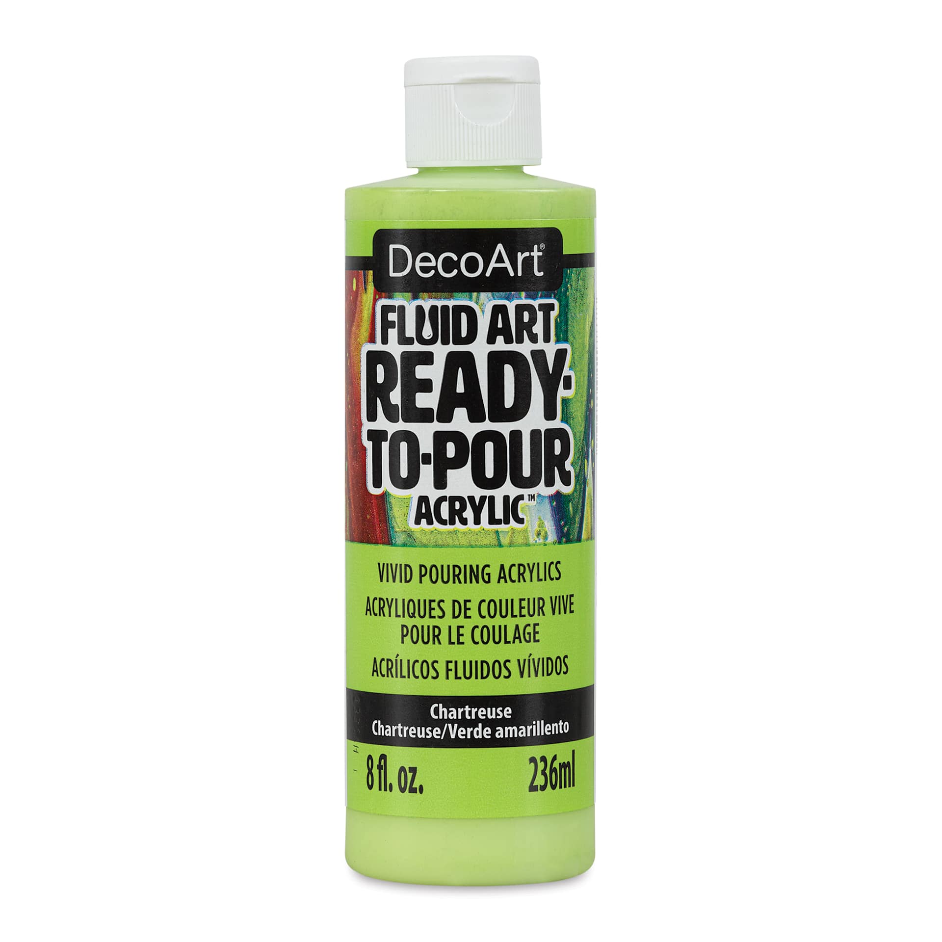 DecoArt Fluid Art Ready-To-Pour Acrylic - Chartreuse, 8 oz Bottle (Front)