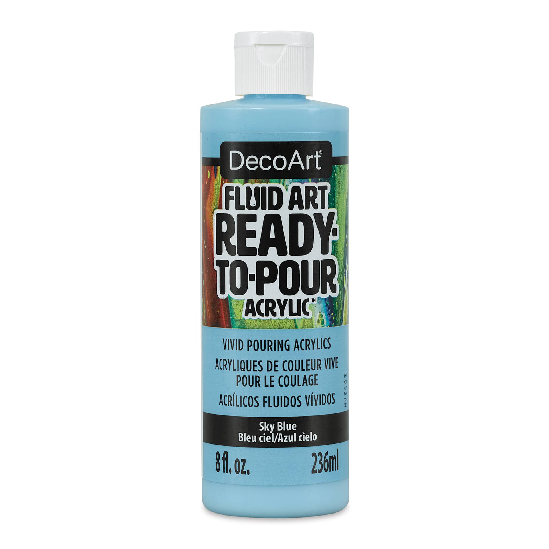 DecoArt Fluid Art Ready-To-Pour Acrylic - Sky Blue, 8 oz Bottle (Front)