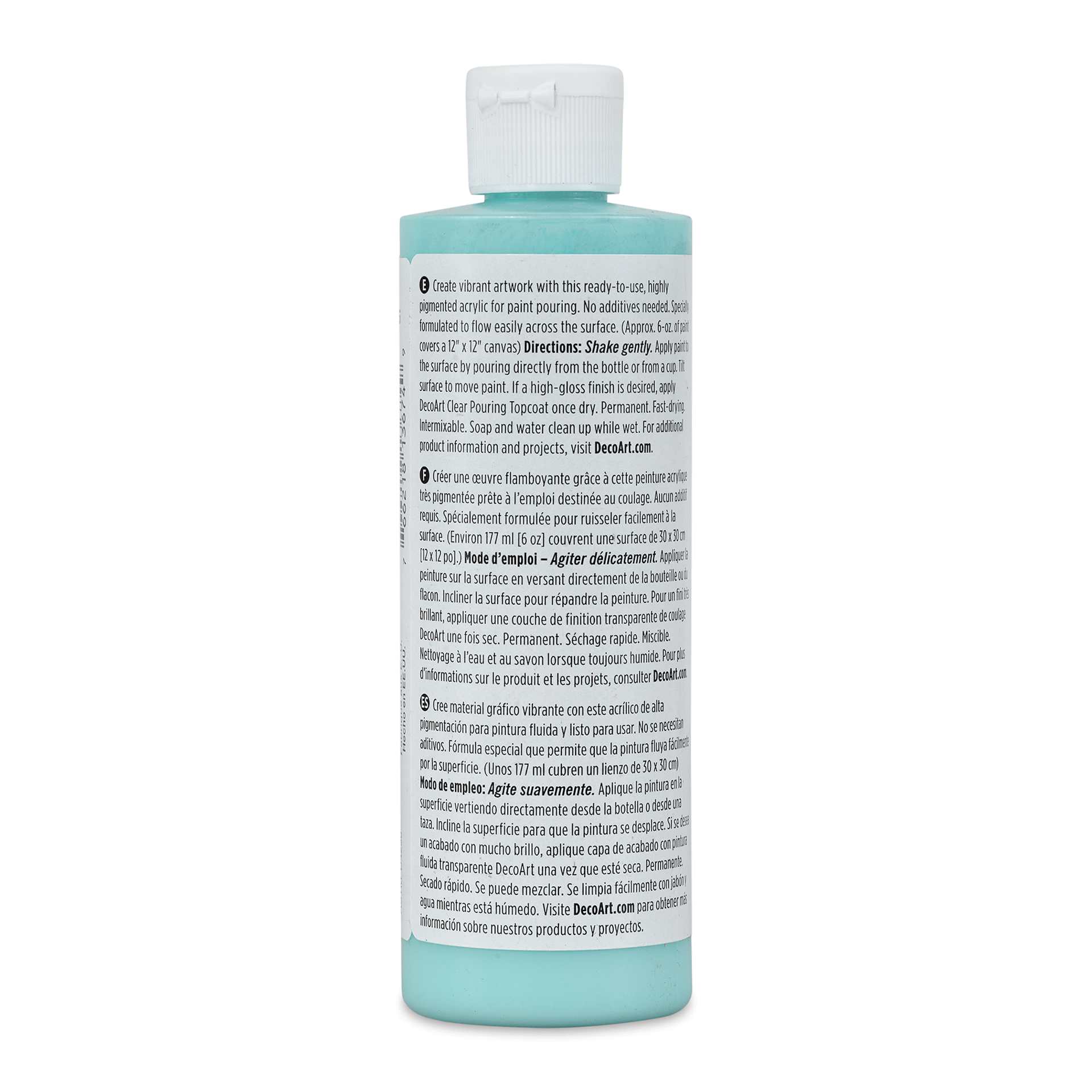 DecoArt Fluid Art Ready-To-Pour Acrylic - Ocean Blue, 8 oz Bottle (Back)