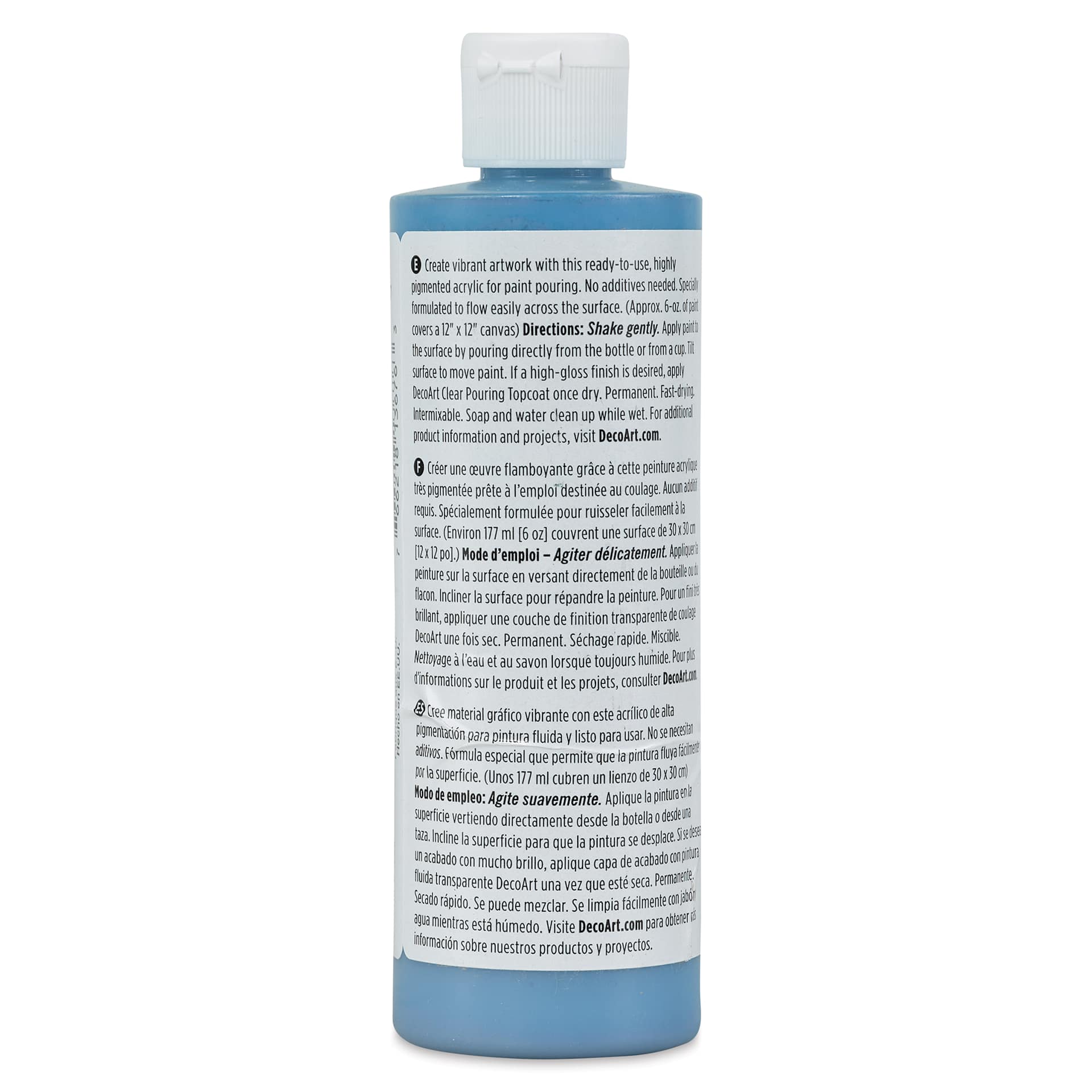 DecoArt Fluid Art Ready-To-Pour Acrylic - Deep Periwinkle, 8 oz Bottle (Back)
