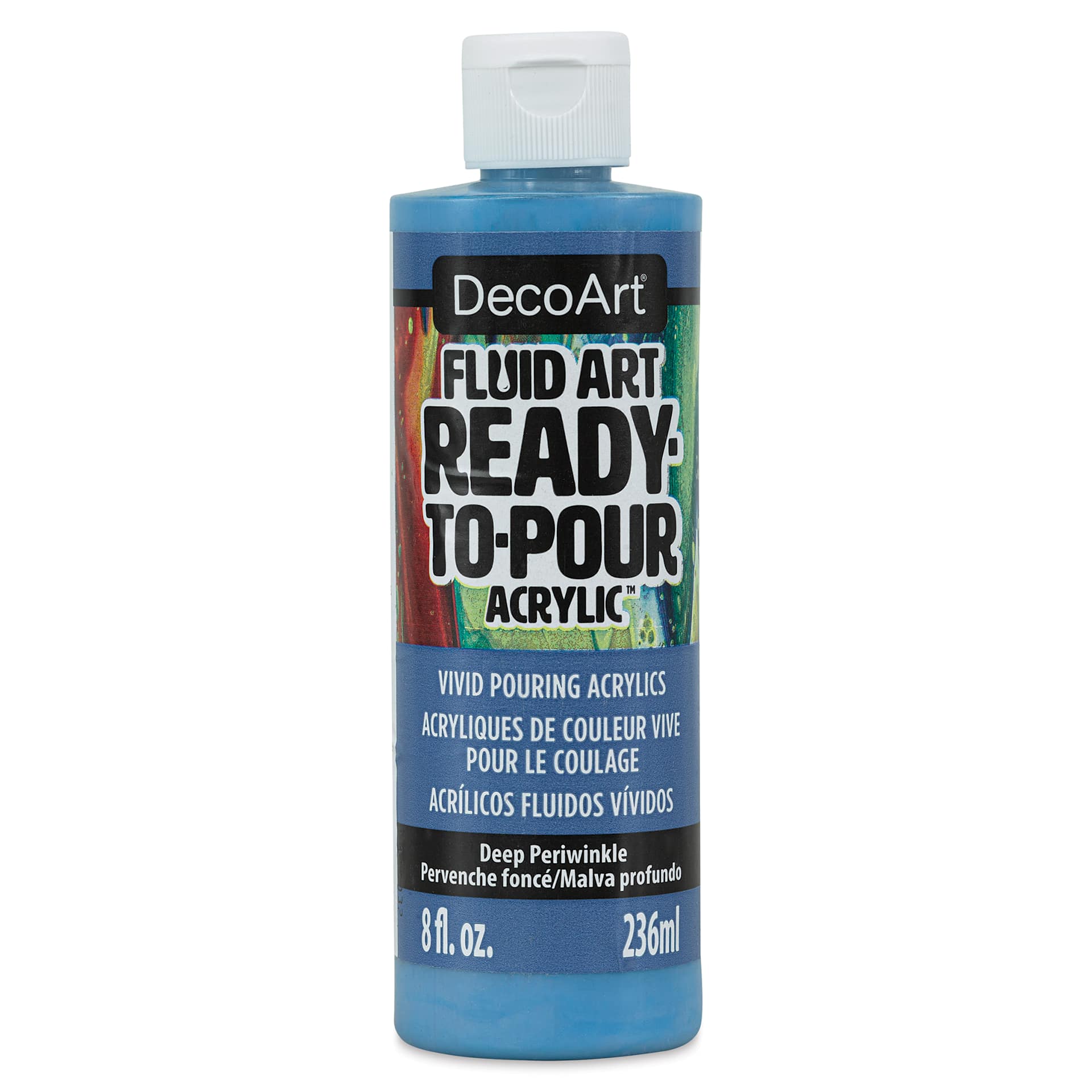 DecoArt Fluid Art Ready-To-Pour Acrylic - Deep Periwinkle, 8 oz Bottle (Front)