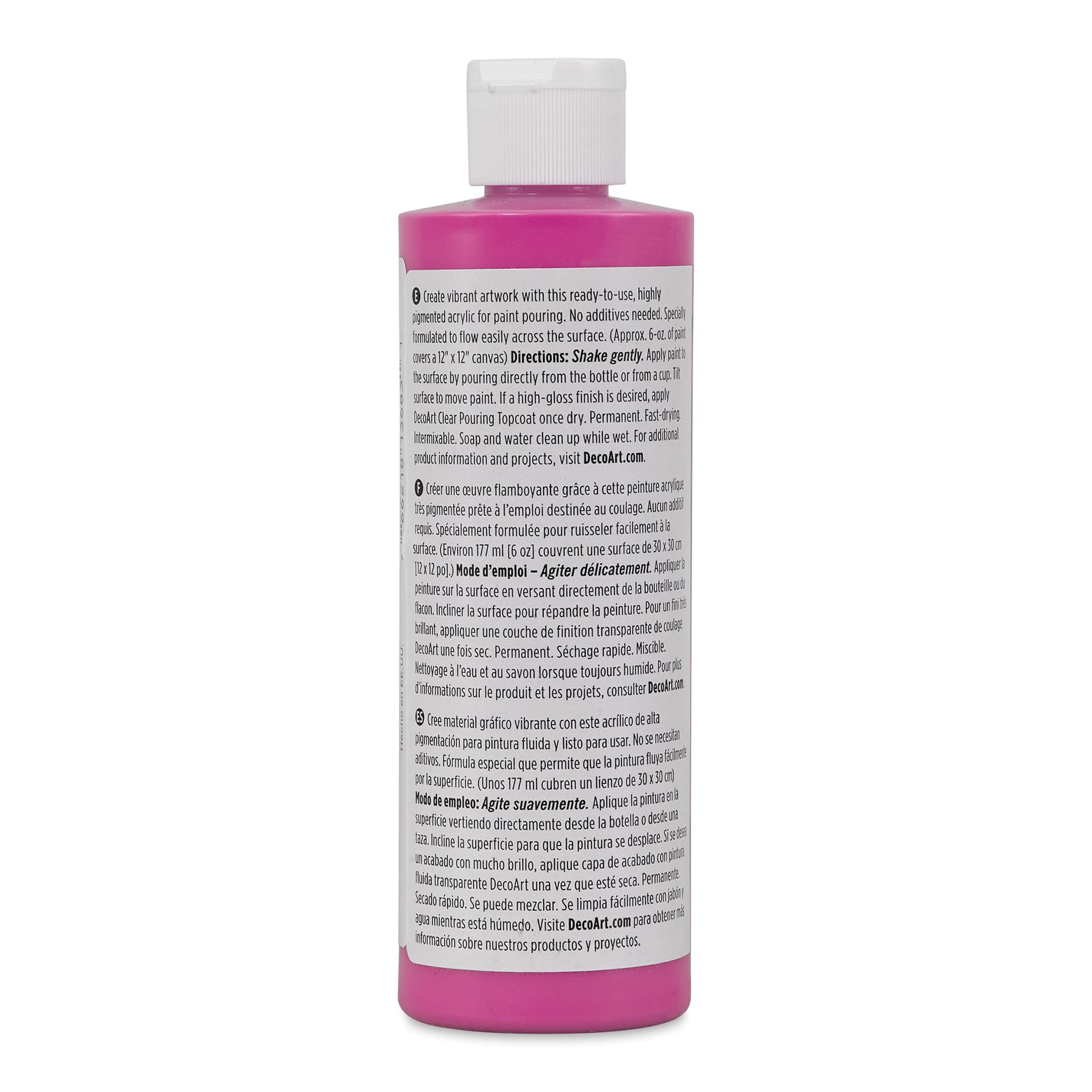 DecoArt Fluid Art Ready-To-Pour Acrylic - Neon Purple, 8 oz Bottle (Back)