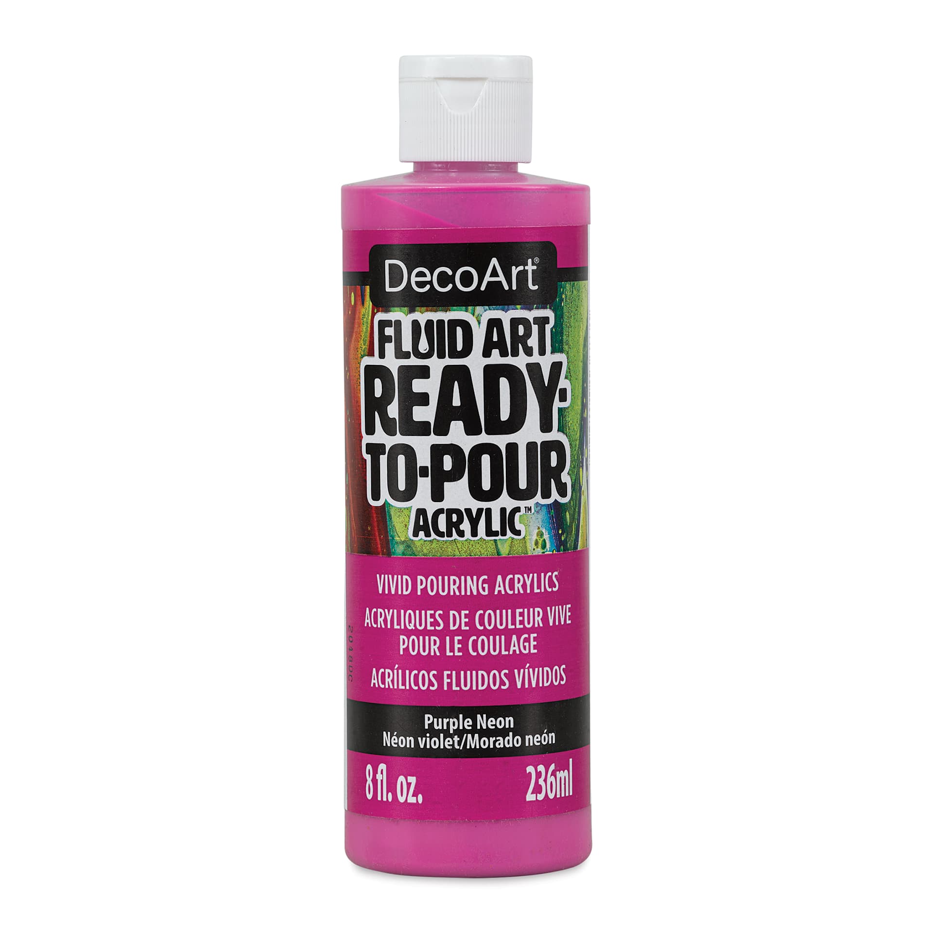 DecoArt Fluid Art Ready-To-Pour Acrylic - Neon Purple, 8 oz Bottle (Front)