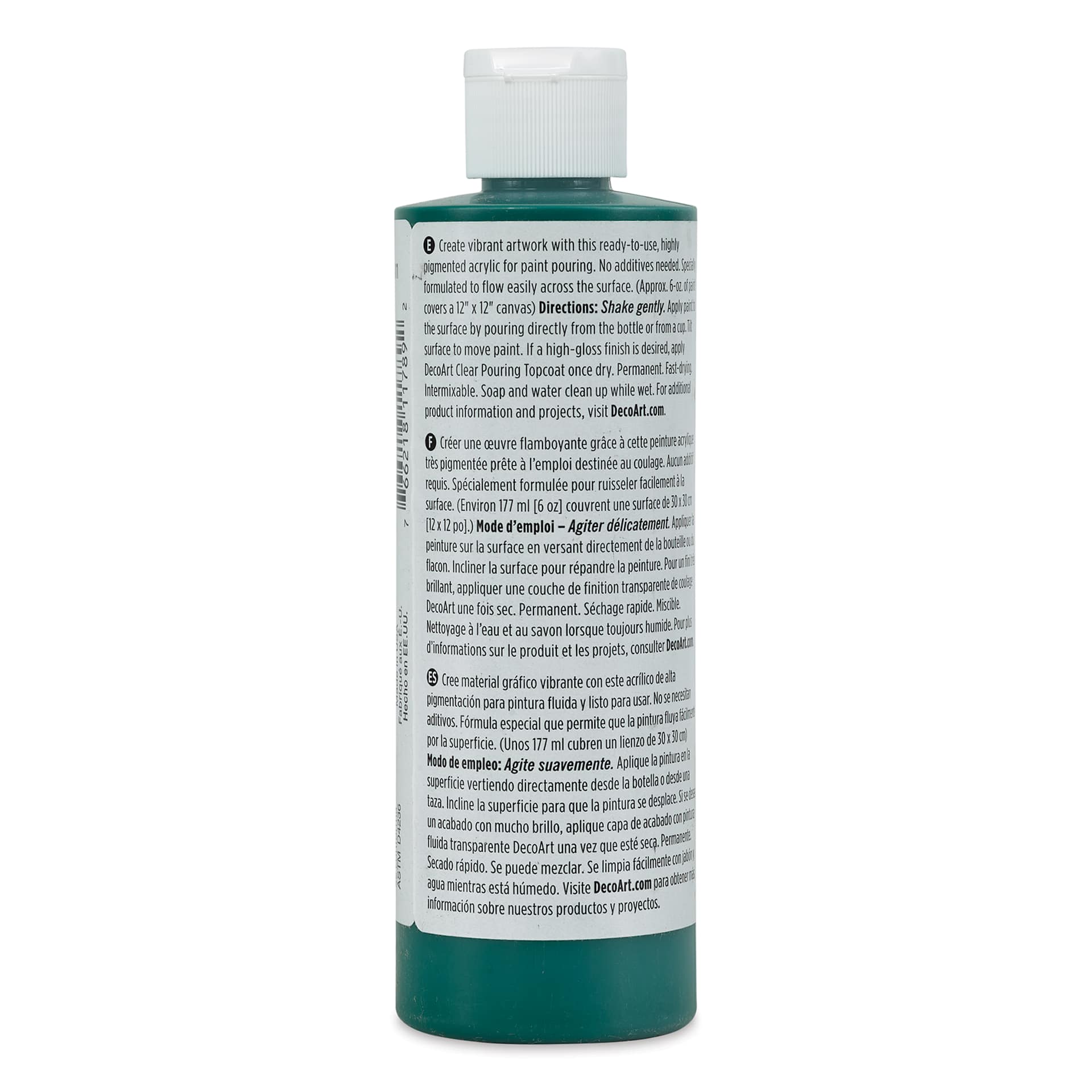 DecoArt Fluid Art Ready-To-Pour Acrylic - Emerald Green, 8 oz Bottle (Back)
