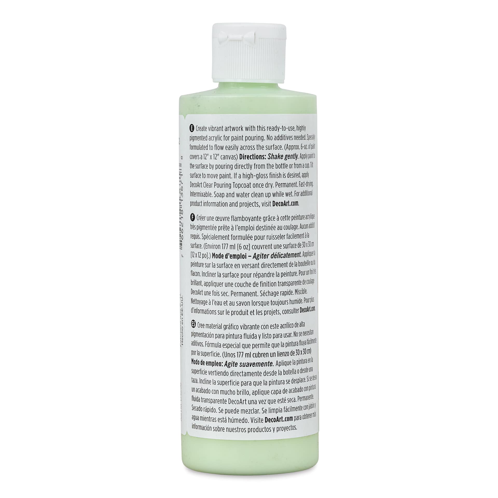 DecoArt Fluid Art Ready-To-Pour Acrylic - Spring Green, 8 oz Bottle (Back)