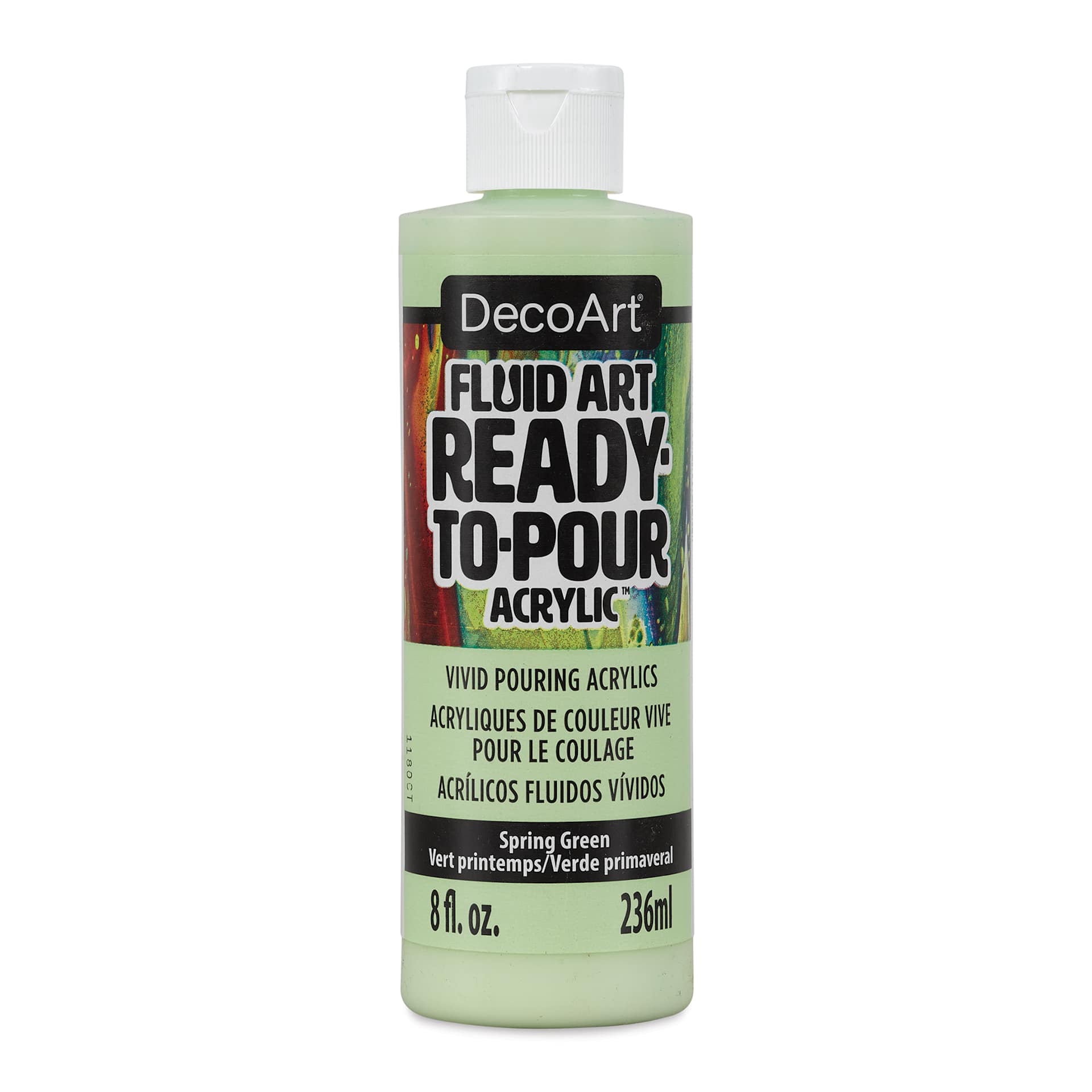 DecoArt Fluid Art Ready-To-Pour Acrylic - Spring Green, 8 oz Bottle (Front)