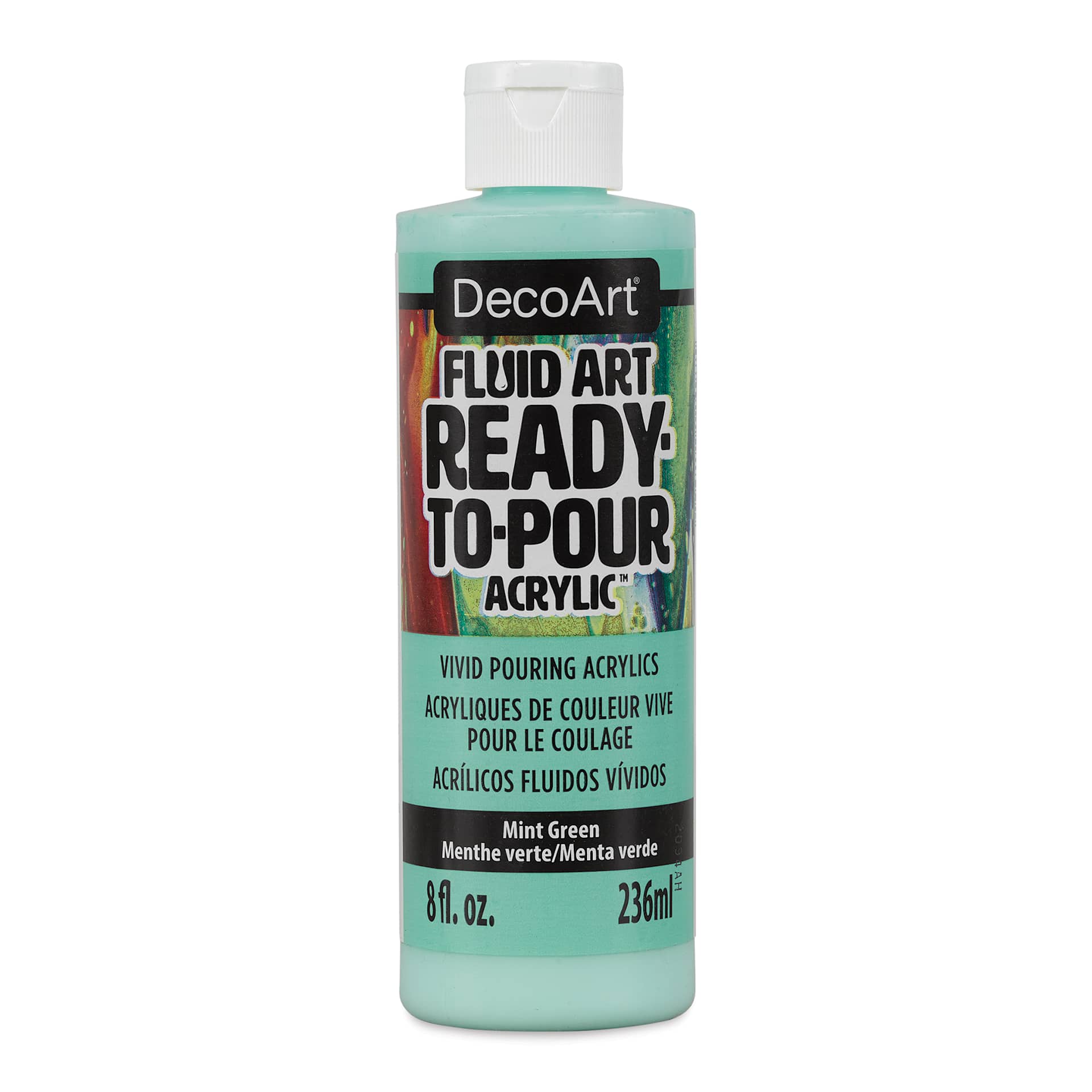 DecoArt Fluid Art Ready-To-Pour Acrylic - Mint Green, 8 oz Bottle (Front)