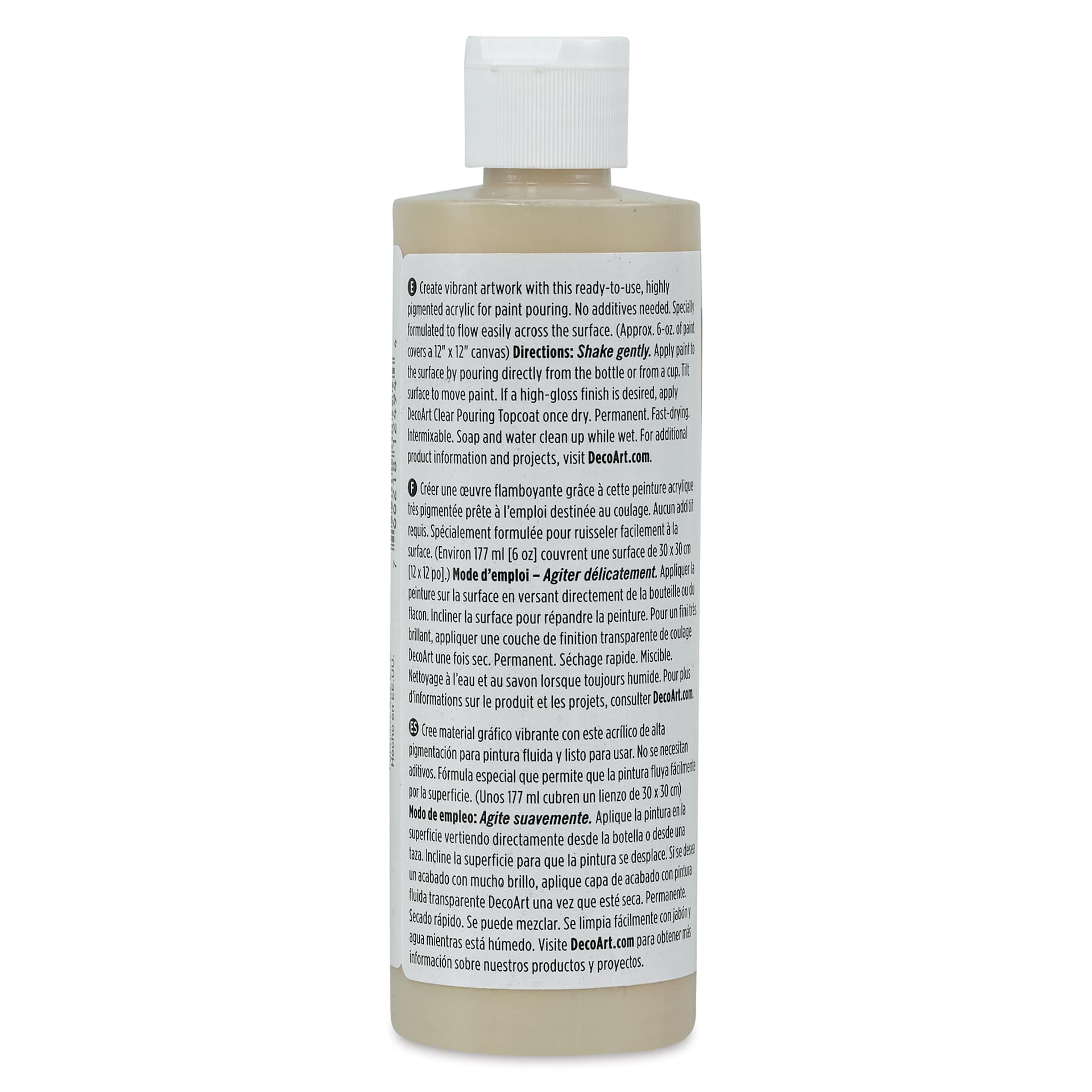 DecoArt Fluid Art Ready-To-Pour Acrylic - Beige, 8 oz bottle (Back)