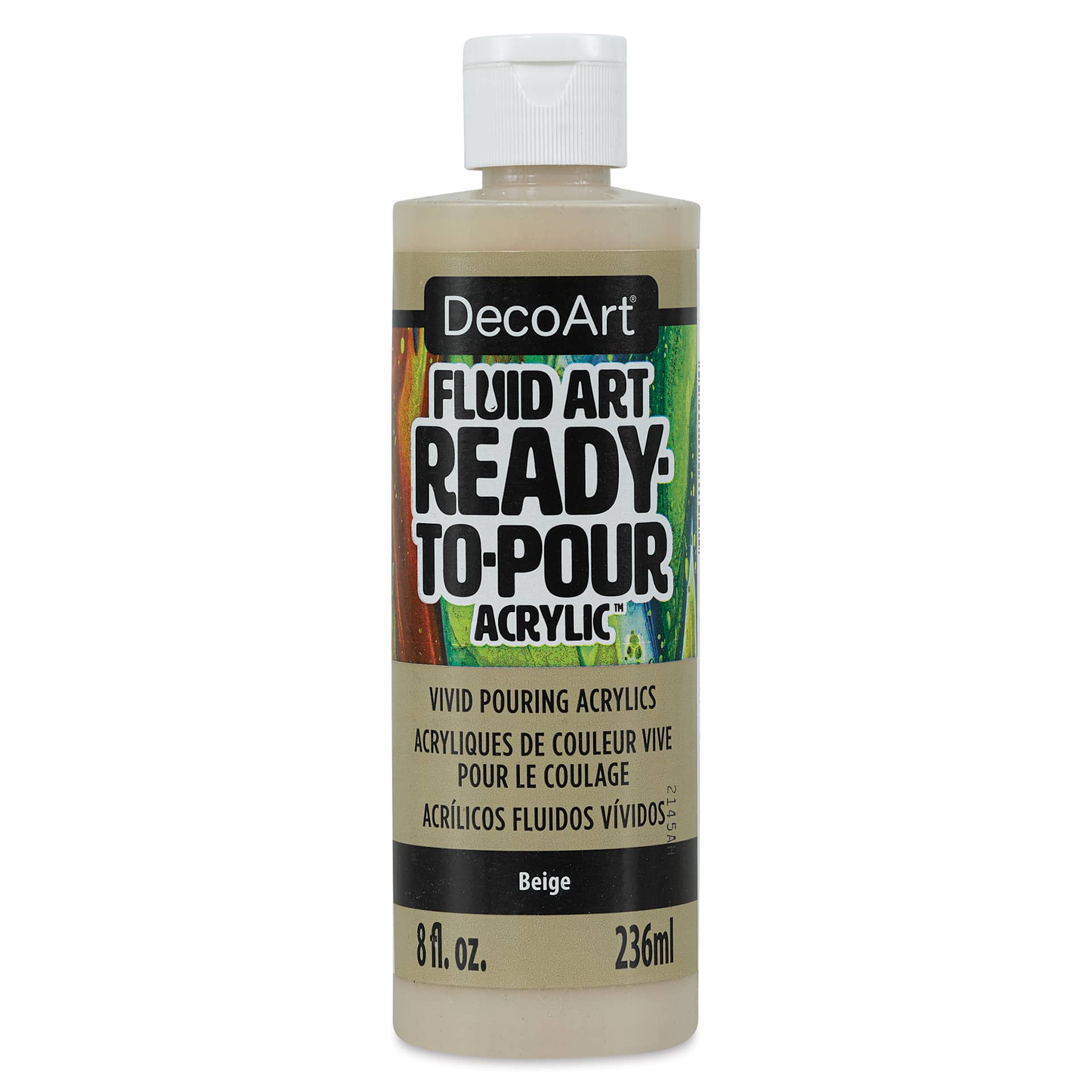 DecoArt Fluid Art Ready-To-Pour Acrylic - Beige, 8 oz bottle (Front)