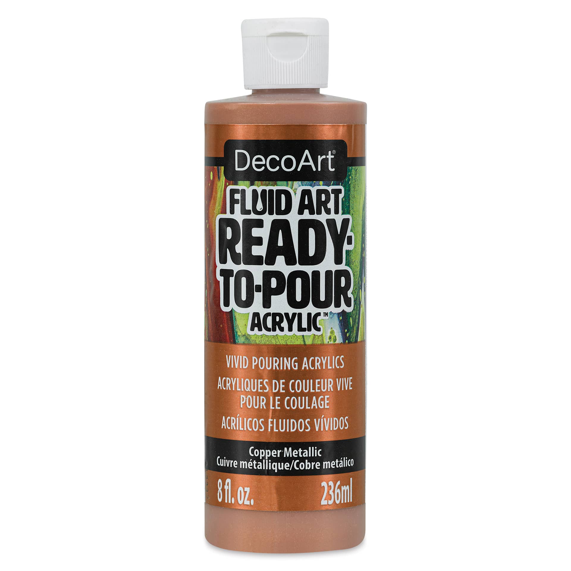 DecoArt Fluid Art Ready-To-Pour Acrylic - Copper (Metallic), 8 oz Bottle (Front)