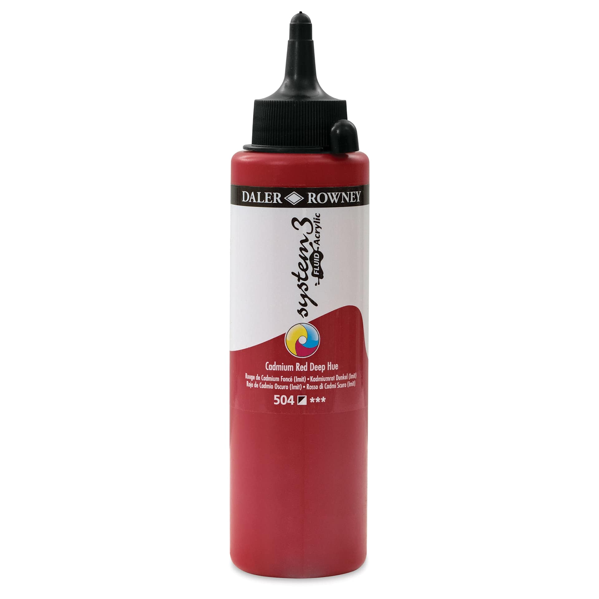 Daler-Rowney System3 Fluid Acrylic - Cadmium Red Deep Hue, 250 ml
