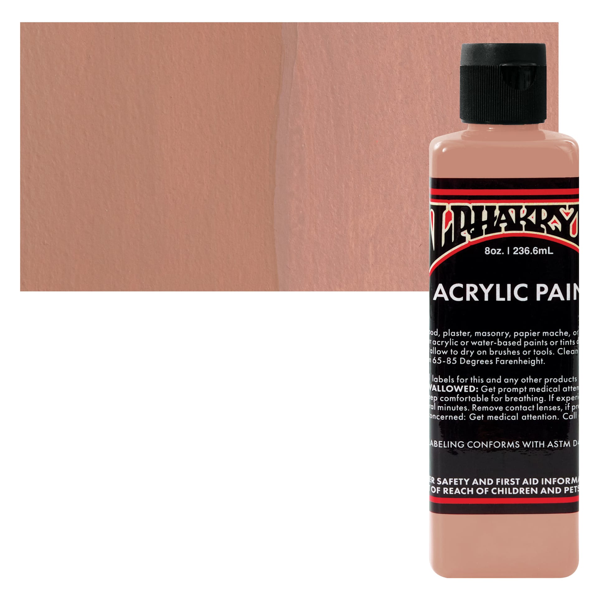 Alpha6 Alphakrylic Acrylic Paint - Blush, 8 oz bottle and swatch
