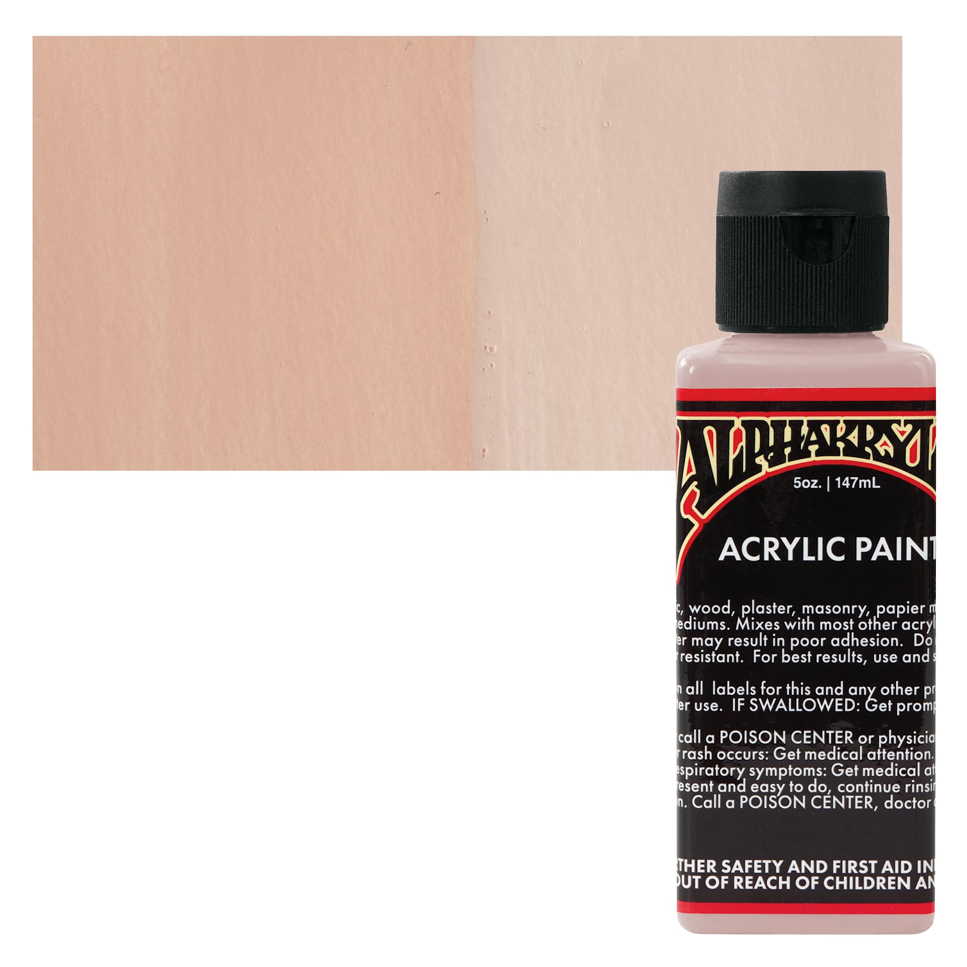Alpha6 Alphakrylic Acrylic Paint - Raspberry Sherbet, 5 oz bottle and swatch