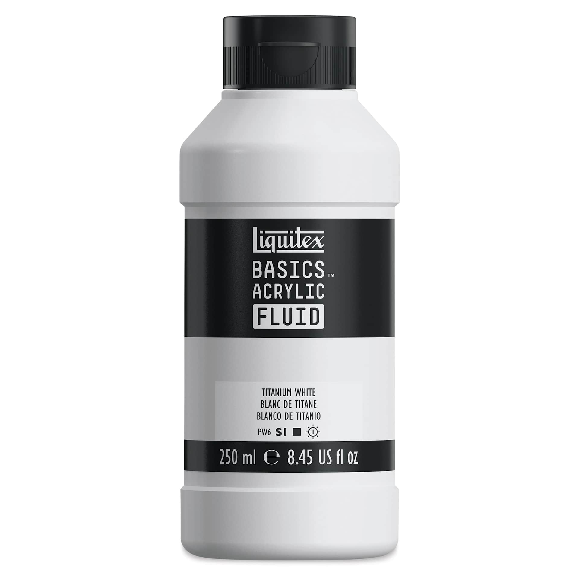 Liquitex Basics Acrylic Fluid Paint - Titanium White, 250 ml