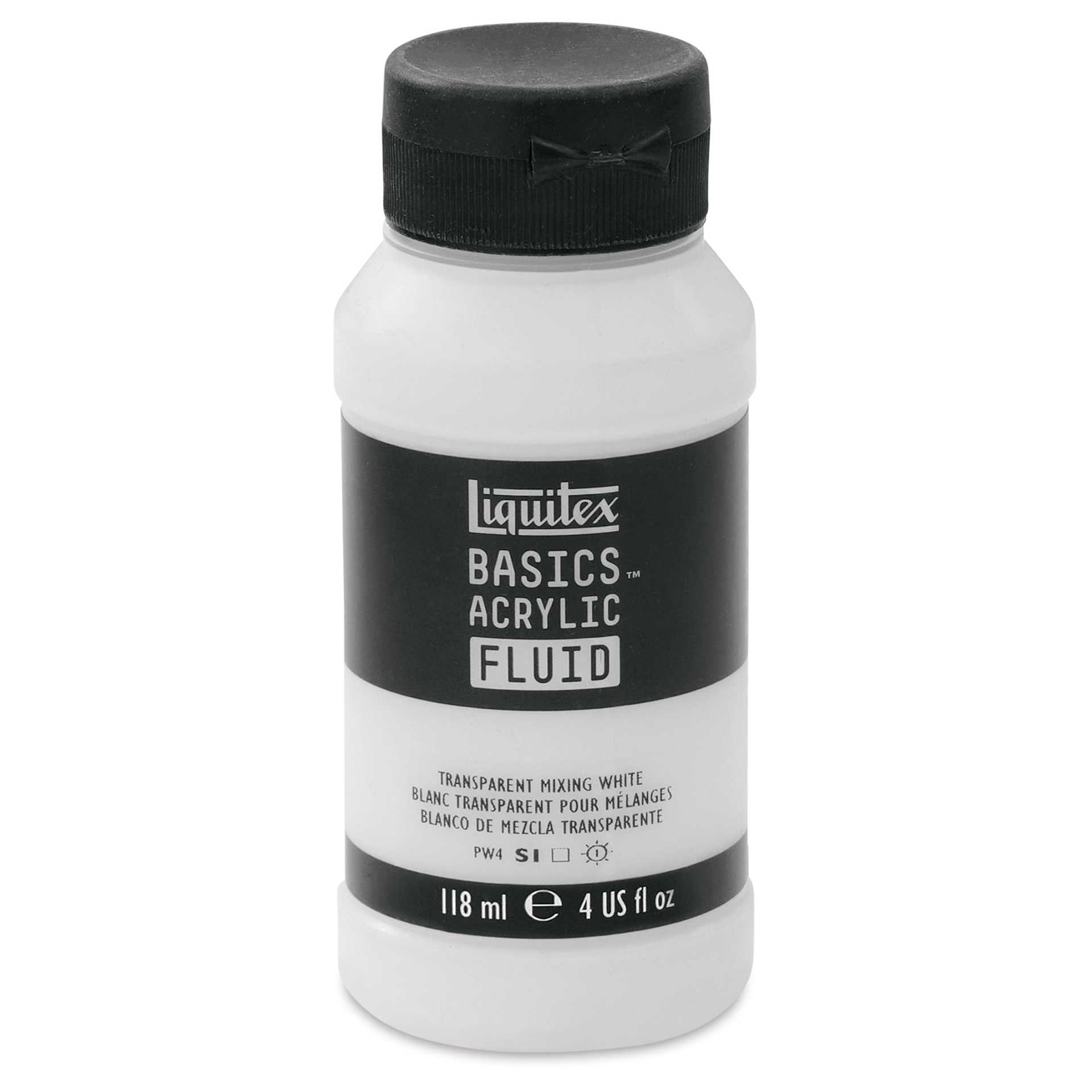 Liquitex Basics Acrylic Fluid Paint - Transparent Mixing White, 118 ml