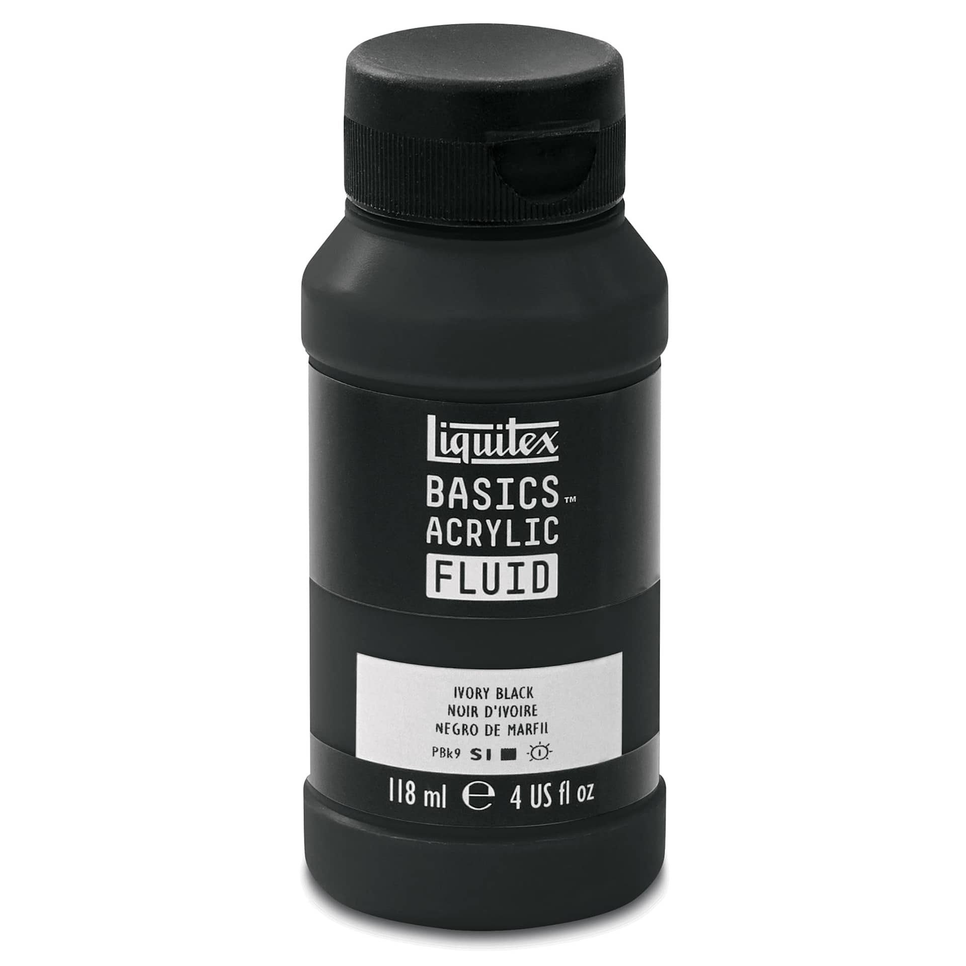 Liquitex Basics Acrylic Fluid Paint - Ivory Black, 118 ml