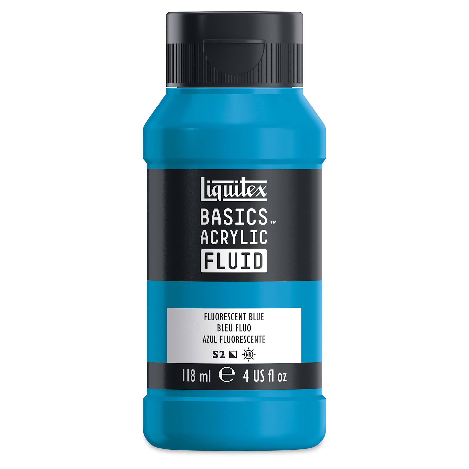 Liquitex Basics Acrylic Fluid Paint - Fluorescent Blue, 118 ml
