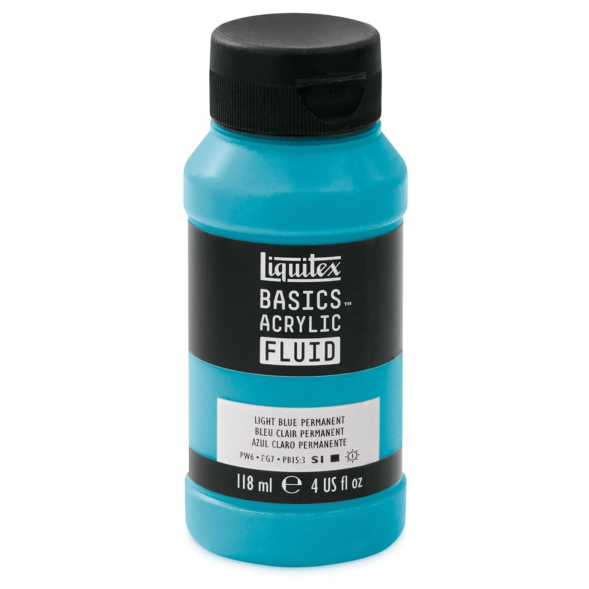 Liquitex Basics Acrylic Fluid Paint - Light Blue Permanent, 118 ml