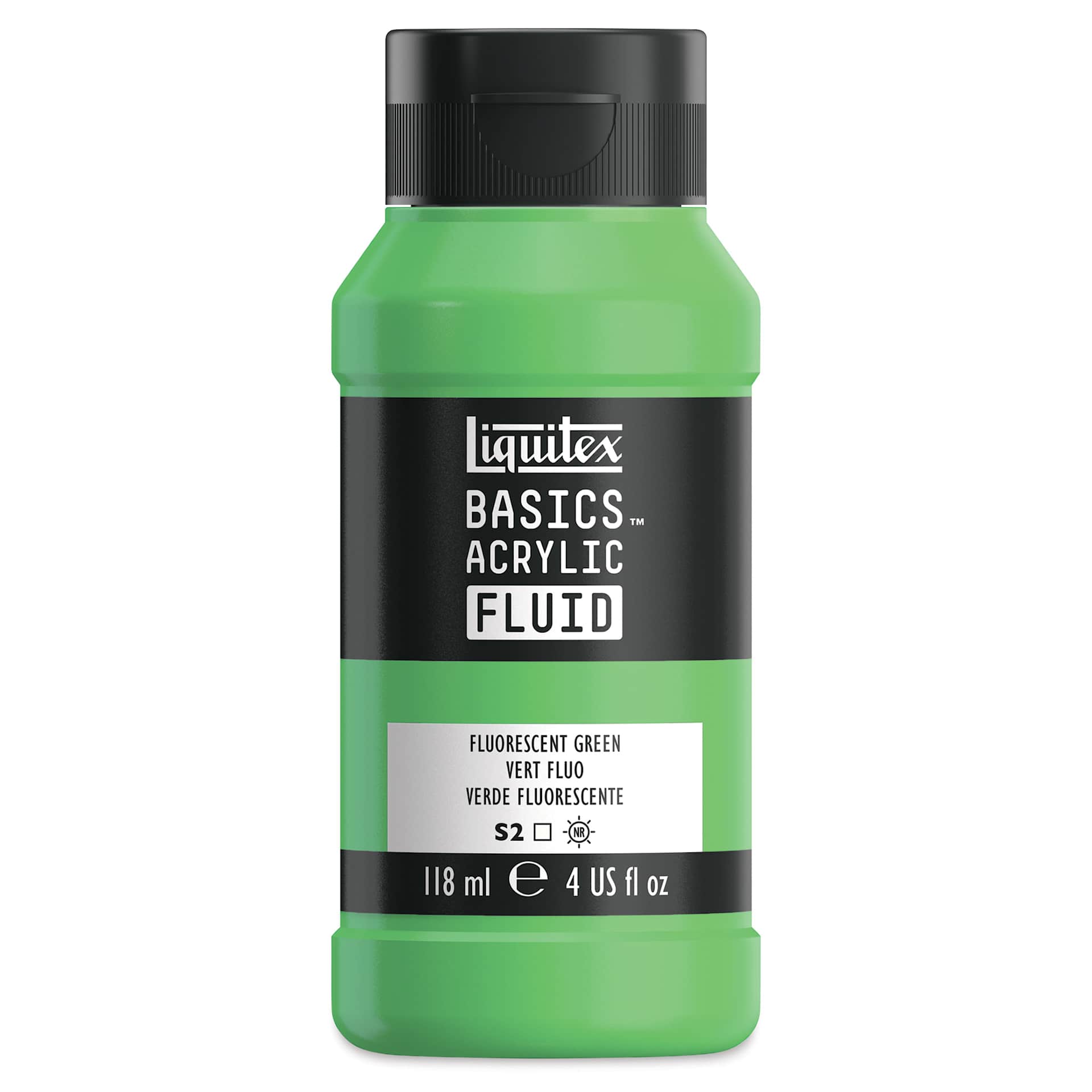 Liquitex Basics Acrylic Fluid Paint - Fluorescent Green, 118 ml