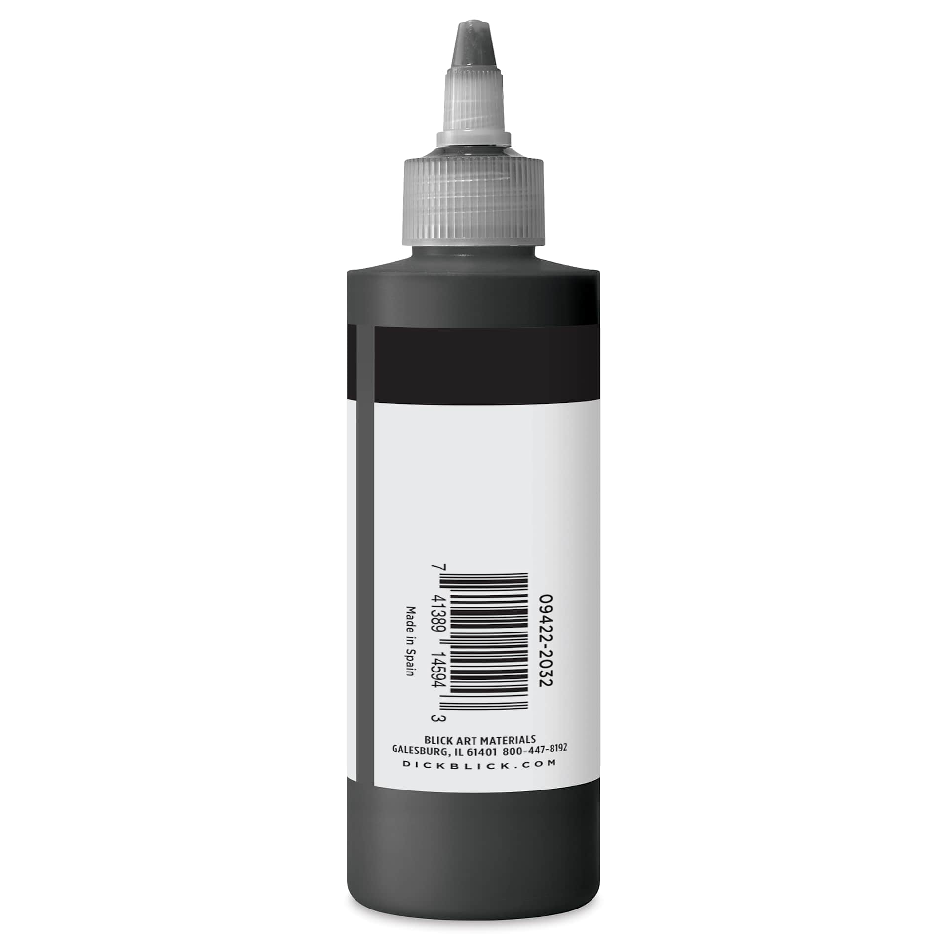 Blick Artists’ Fluid Acrylic - Lamp Black, 200 ml side