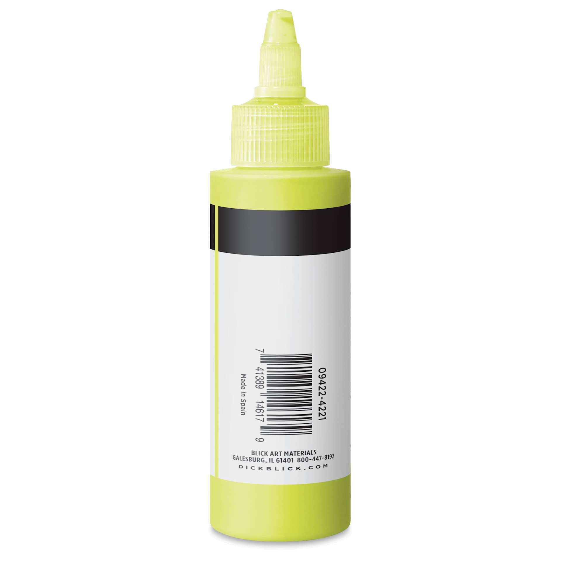 Blick Artists’ Fluid Acrylic - Fluorescent Yellow, 100 ml side
