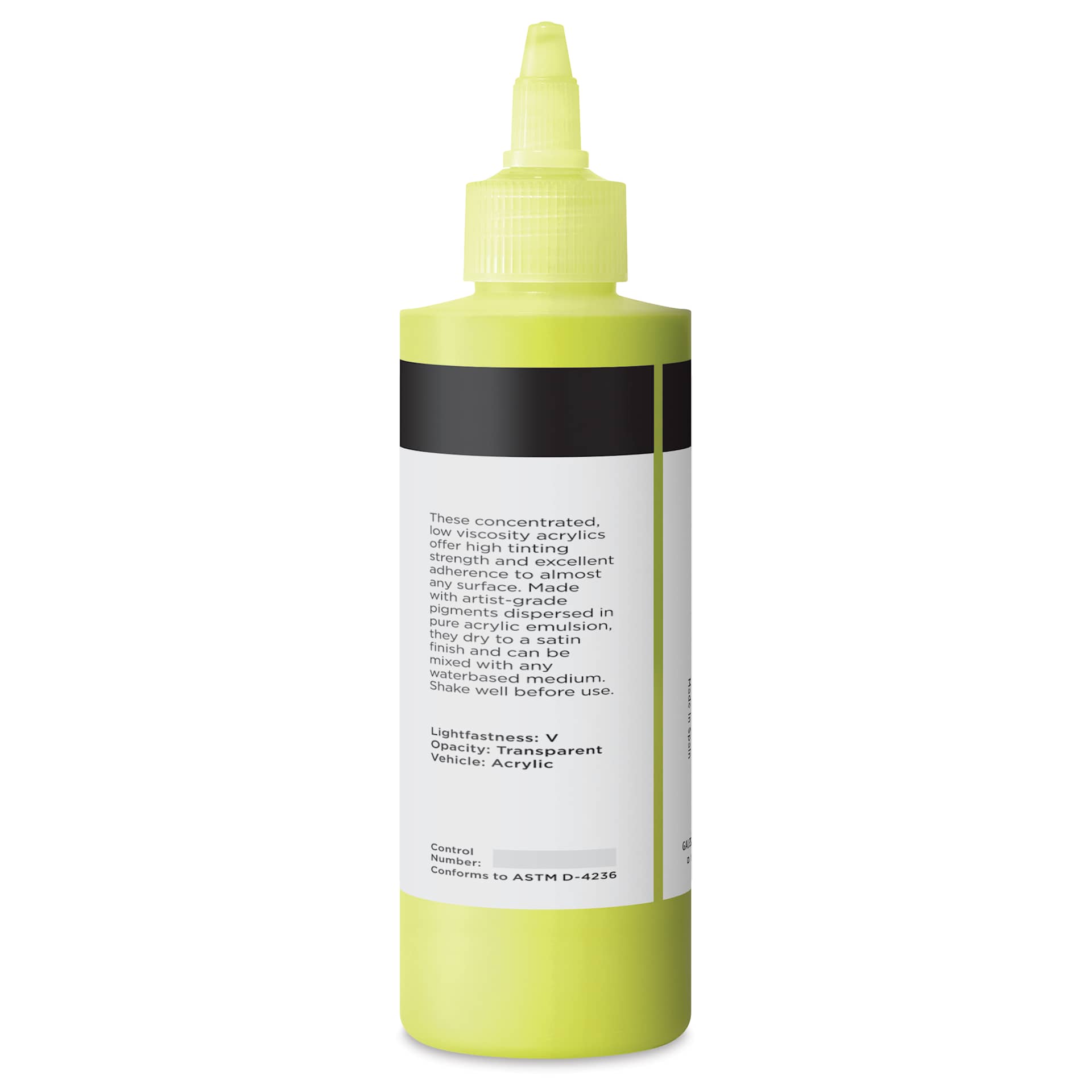 Blick Artists’ Fluid Acrylic - Fluorescent Yellow, 200 ml back