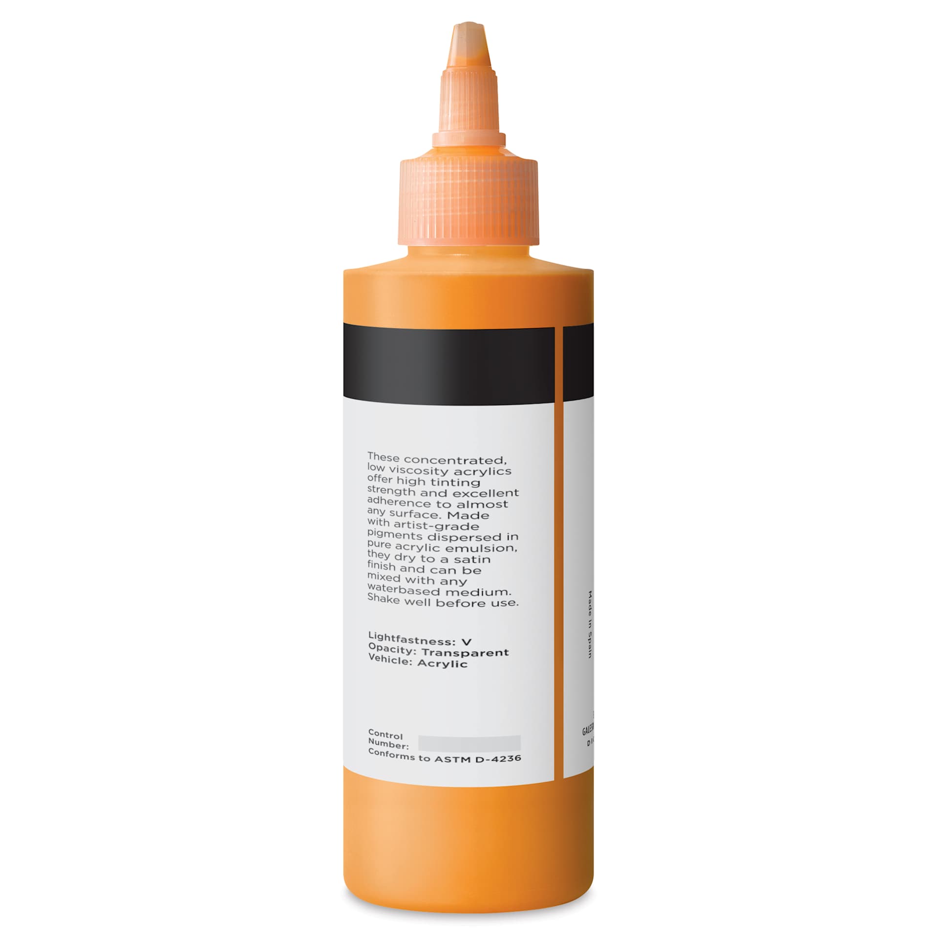 Blick Artists’ Fluid Acrylic - Fluorescent Orange, 200 ml back