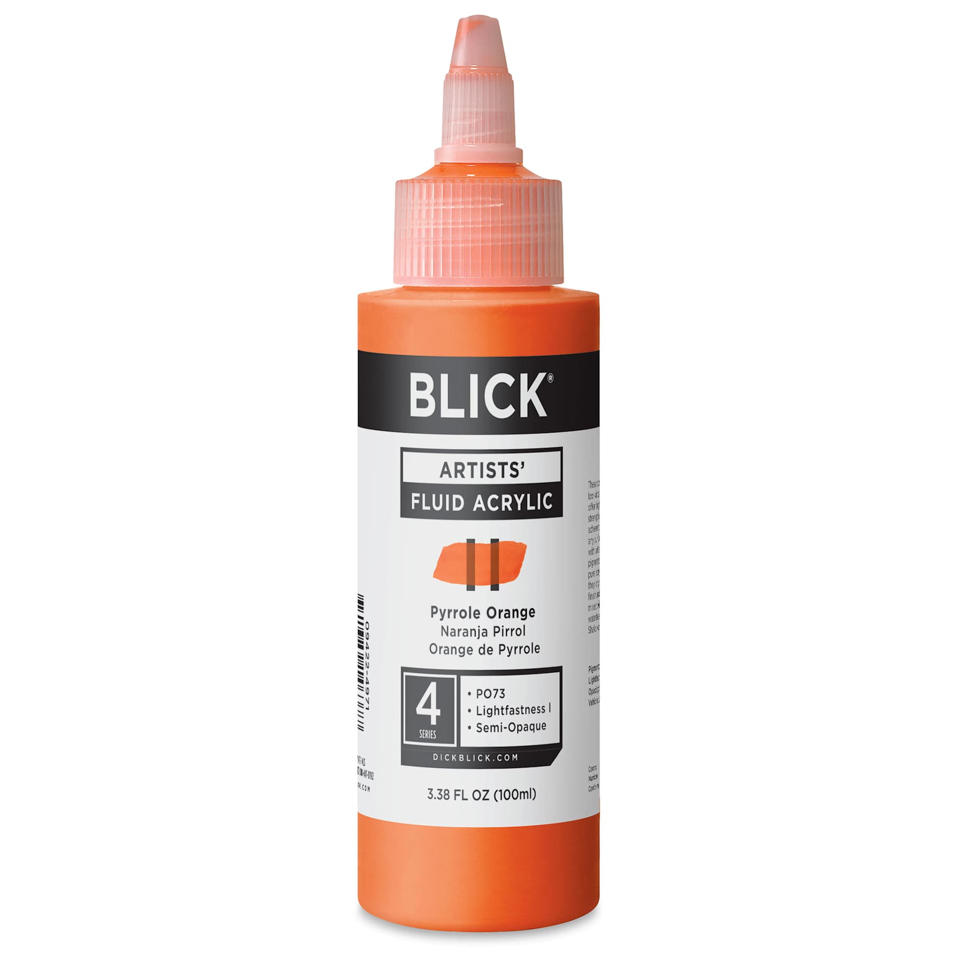 Blick Artists’ Fluid Acrylic - Pyrrole Orange, 100 ml