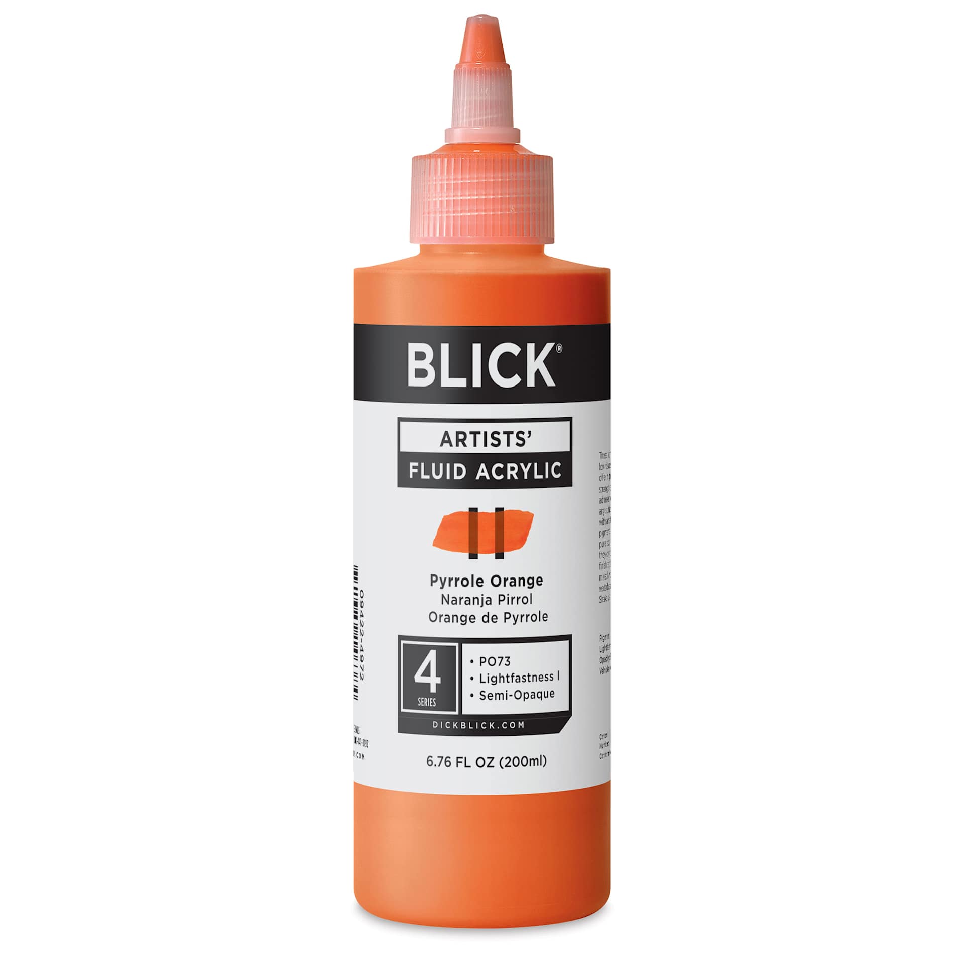 Blick Artists’ Fluid Acrylic - Pyrrole Orange, 200 ml