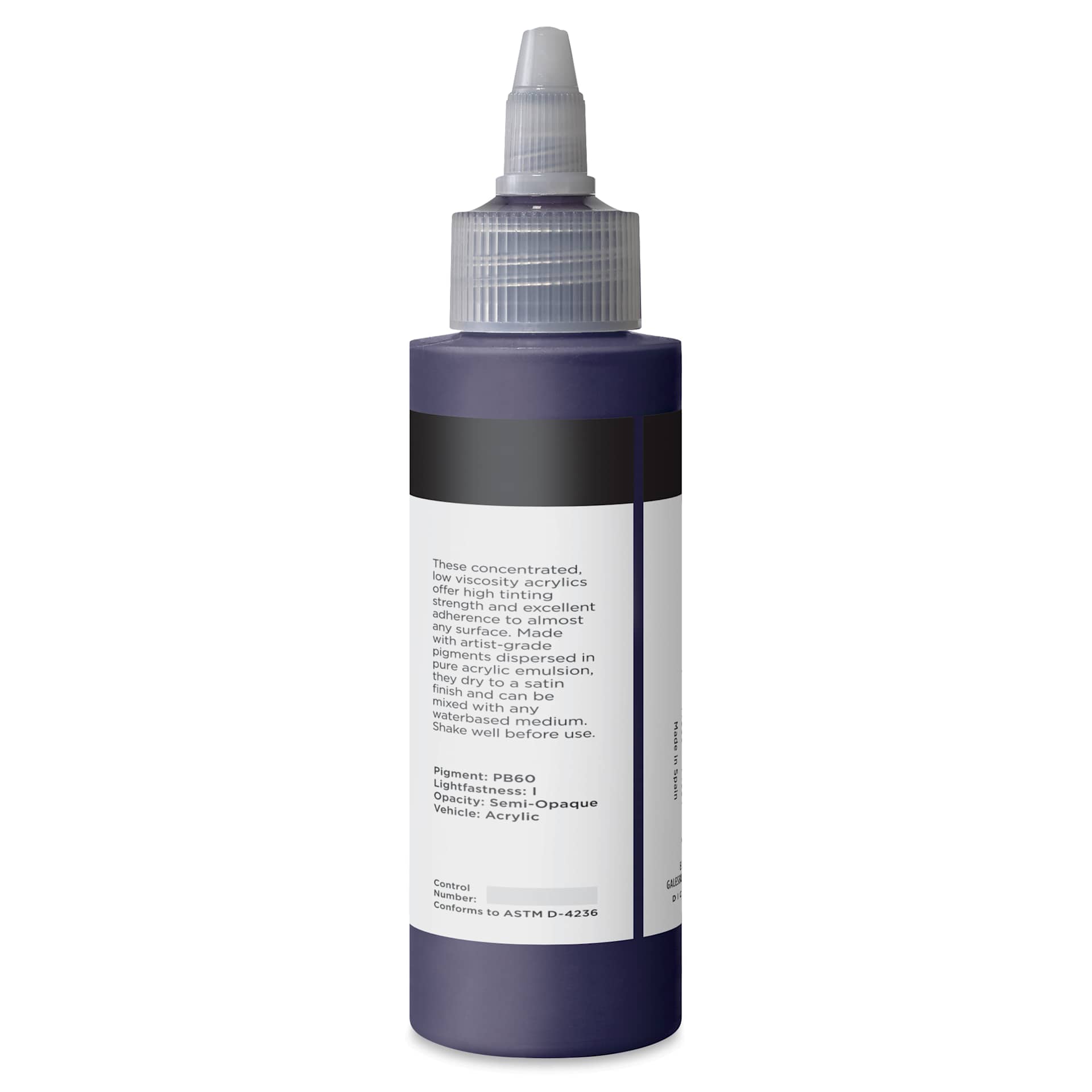 Blick Artists’ Fluid Acrylic - Anthraquinone Blue, 100 ml side