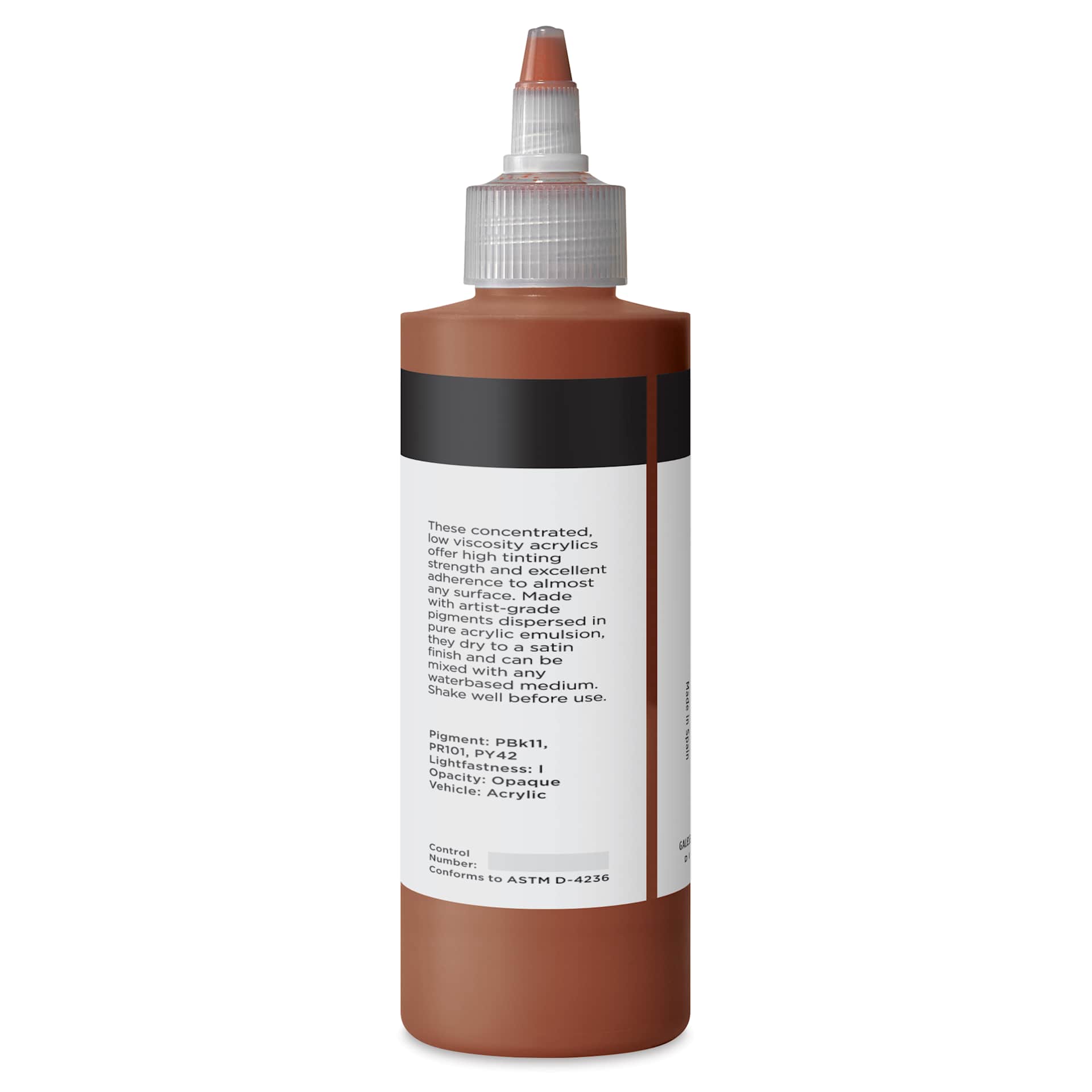 Blick Artists’ Fluid Acrylic - Burnt Sienna, 200 ml side